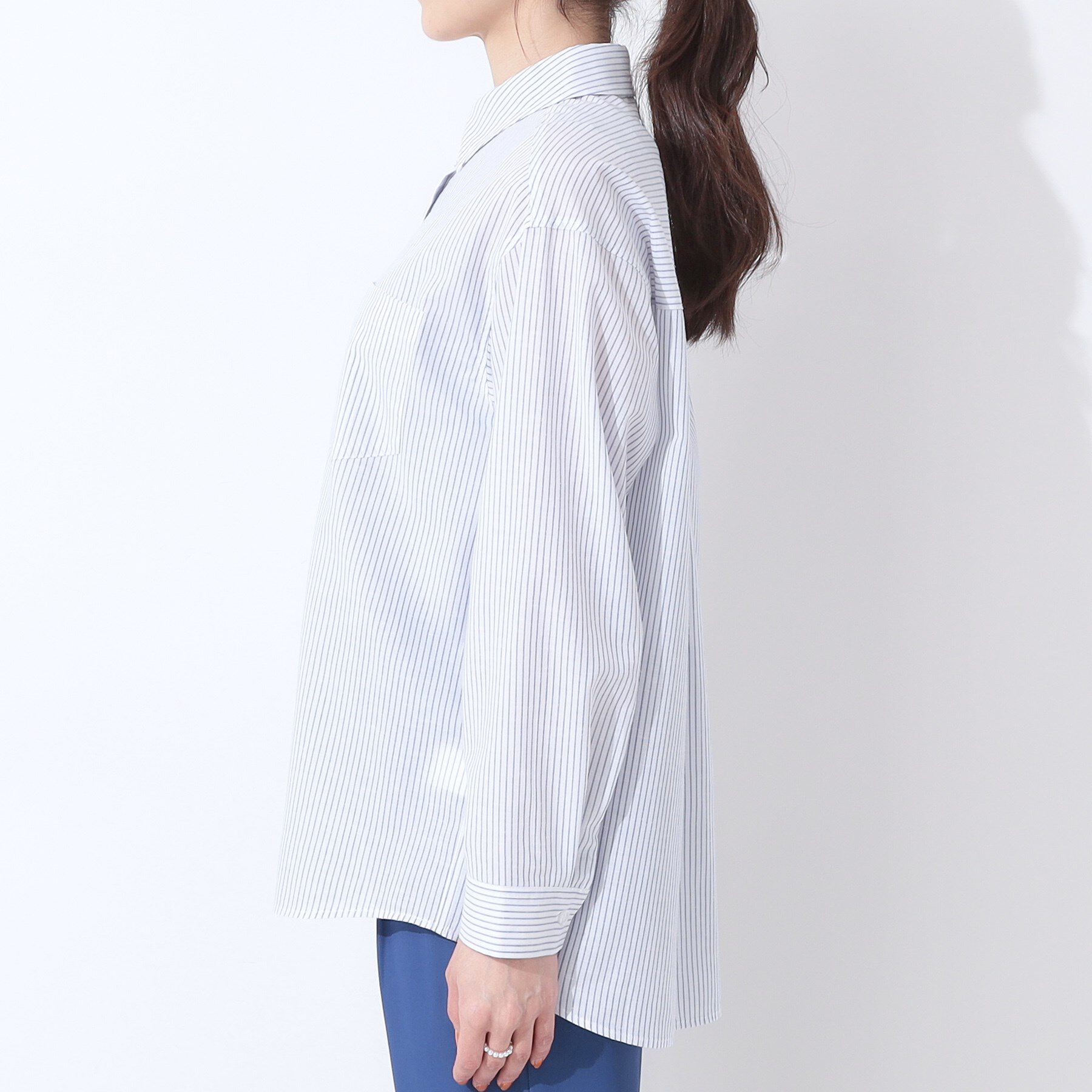 SHOO･LA･RUE「【洗える/S-LL/UV/吸水速乾】洗濯後しわになりにくいリネンブレンドシャツ」|シャツ・ブラウス|