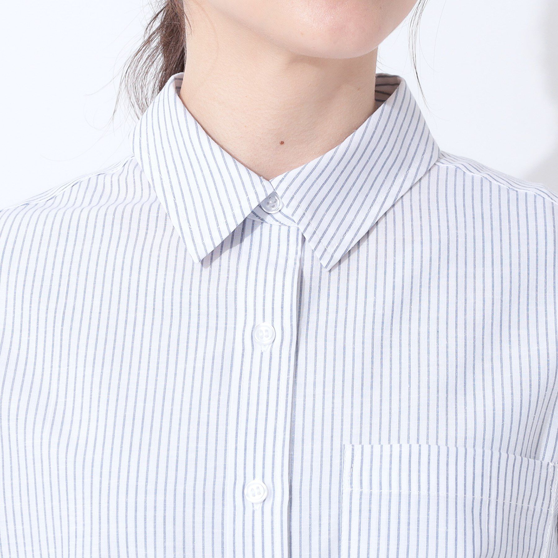 SHOO･LA･RUE「【洗える/S-LL/UV/吸水速乾】洗濯後しわになりにくいリネンブレンドシャツ」|シャツ・ブラウス|