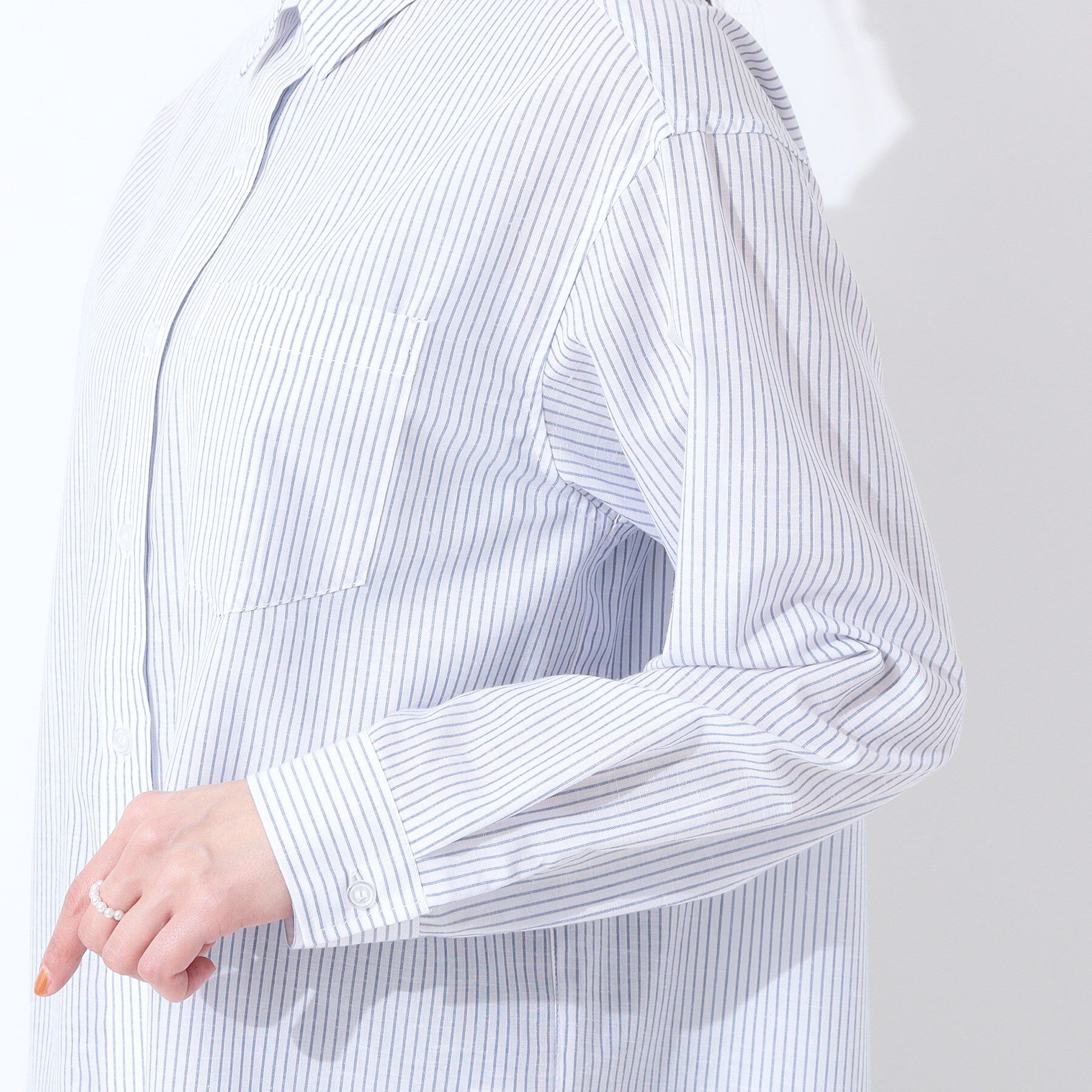 SHOO･LA･RUE「【洗える/S-LL/UV/吸水速乾】洗濯後しわになりにくいリネンブレンドシャツ」|シャツ・ブラウス|