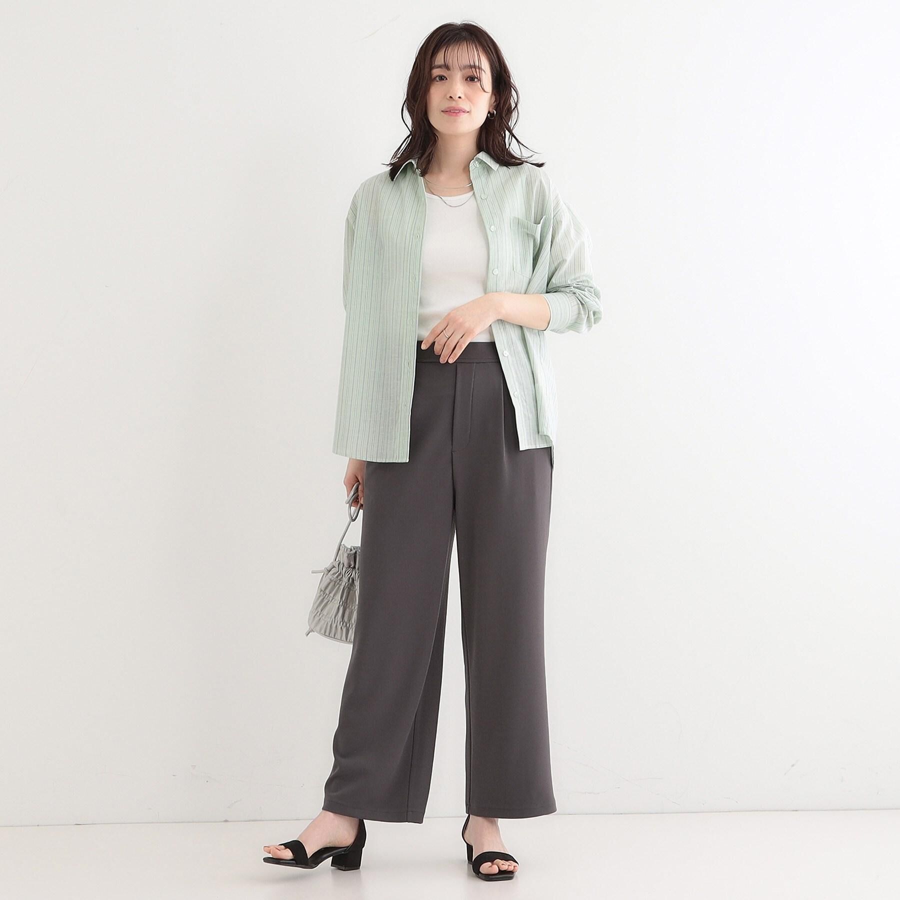 SHOO･LA･RUE「【洗える/S-LL/UV/吸水速乾】洗濯後しわになりにくいリネンブレンドシャツ」|シャツ・ブラウス|