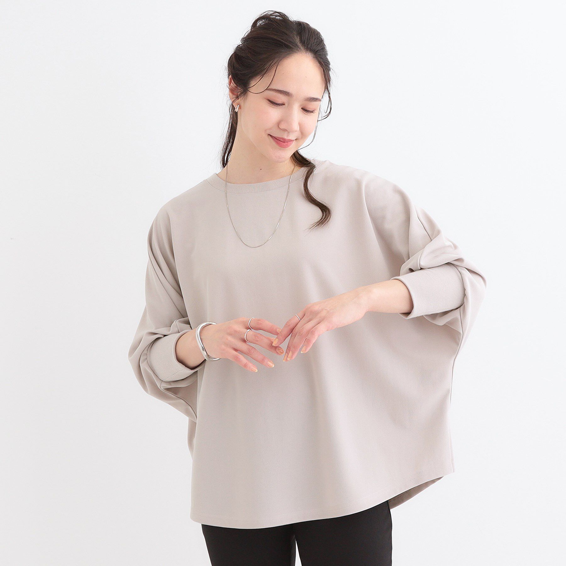 SHOO･LA･RUE「【洗える/S-LL】体型カバーにも ゆるりと着られる ドルマントップス」|Tシャツ・カットソー|