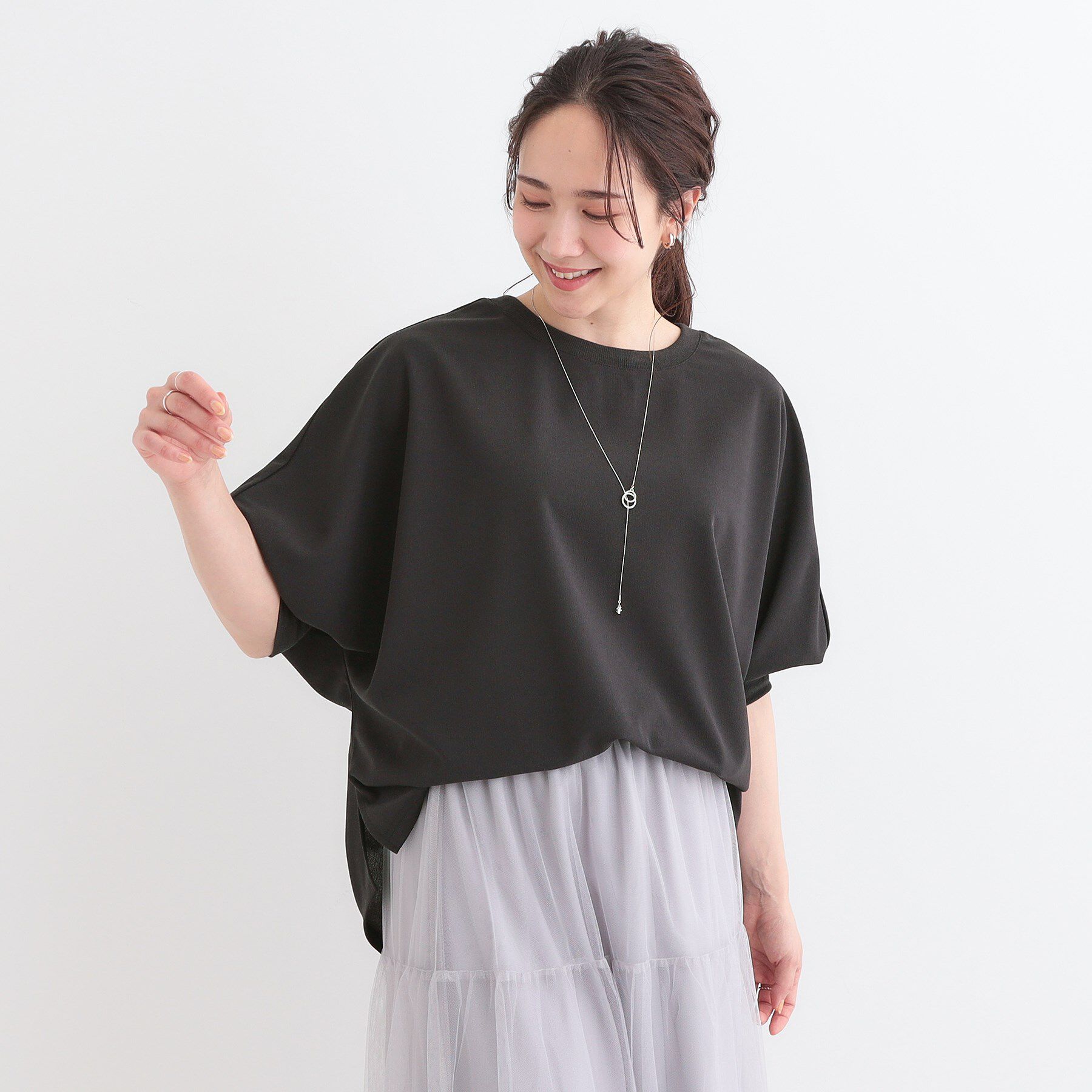 SHOO･LA･RUE「【洗える/S-LL】体型カバーにも ゆるりと着られる ドルマントップス」|Tシャツ・カットソー|
