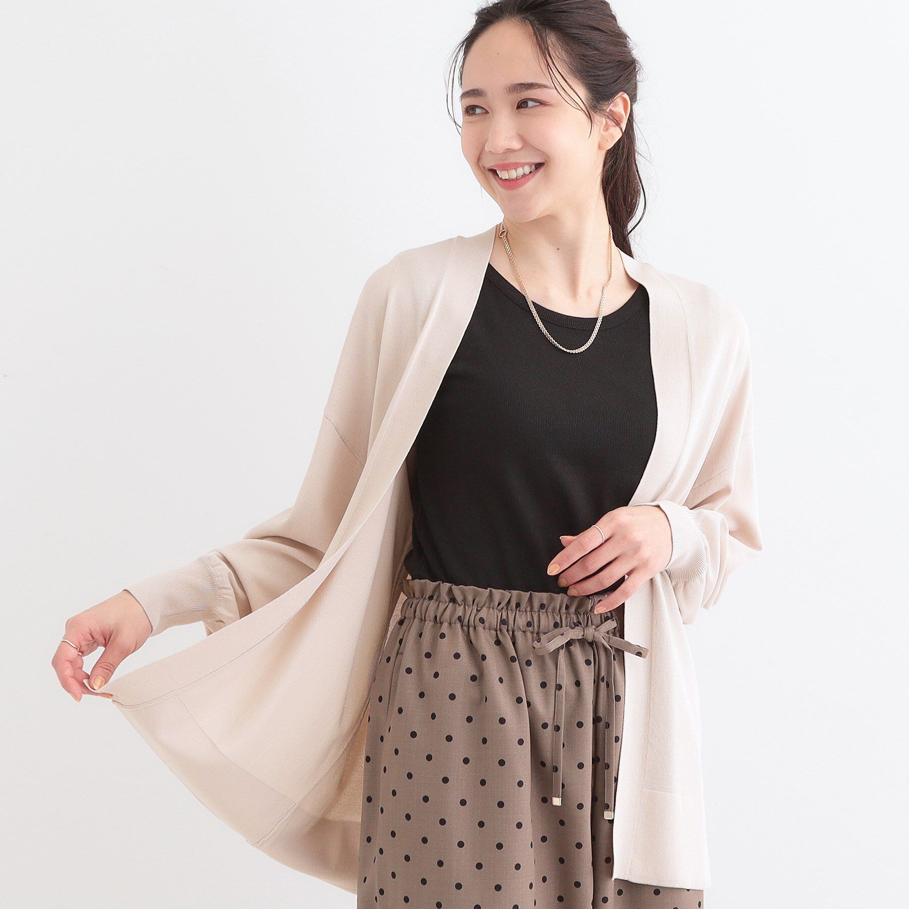 SHOO･LA･RUE「【洗える/ひんやり/UV】お尻が隠れるトッパーカーディガン」|カーディガン|グレージュ(050)