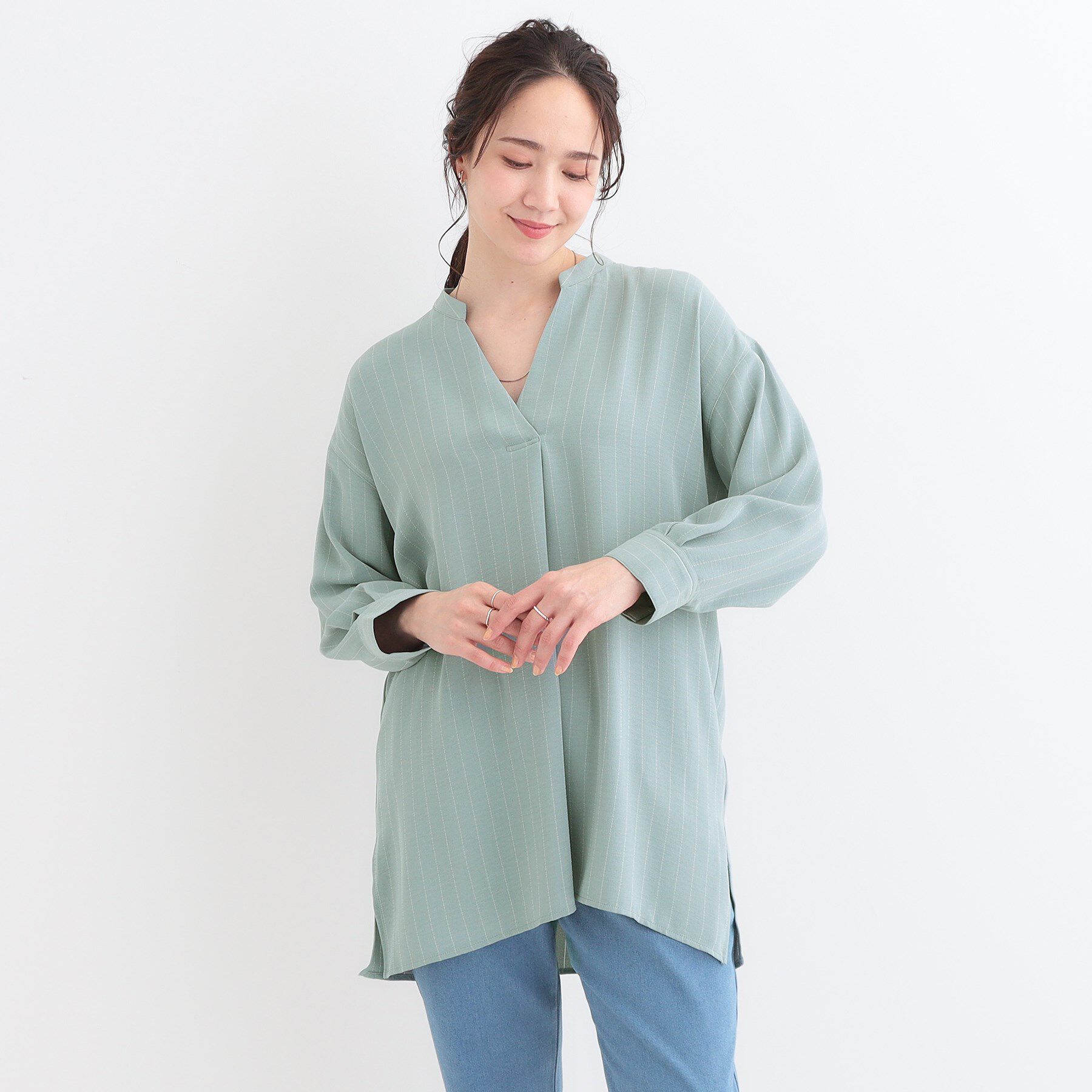 SHOO･LA･RUE「【洗える/S-LL】さらさらタッチが心地よい ゆったりチュニック」|チュニック|