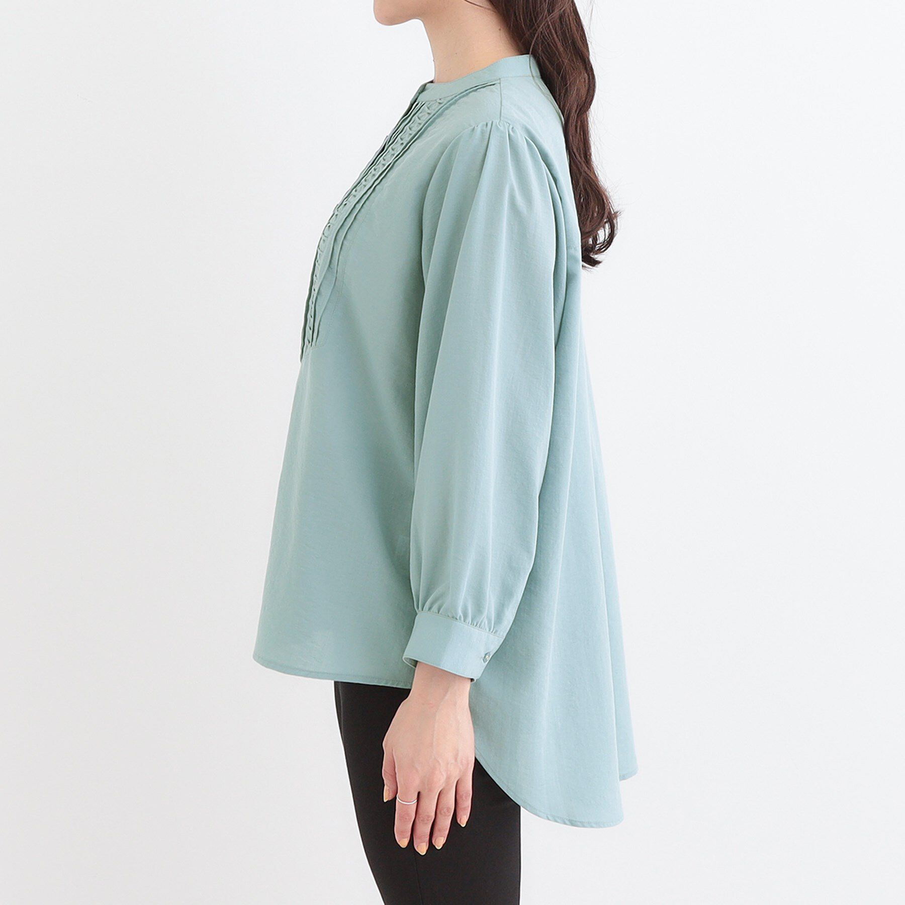 SHOO･LA･RUE「【S-LL】お顔周りを華やかに おりがみタックブラウス」|シャツ・ブラウス|