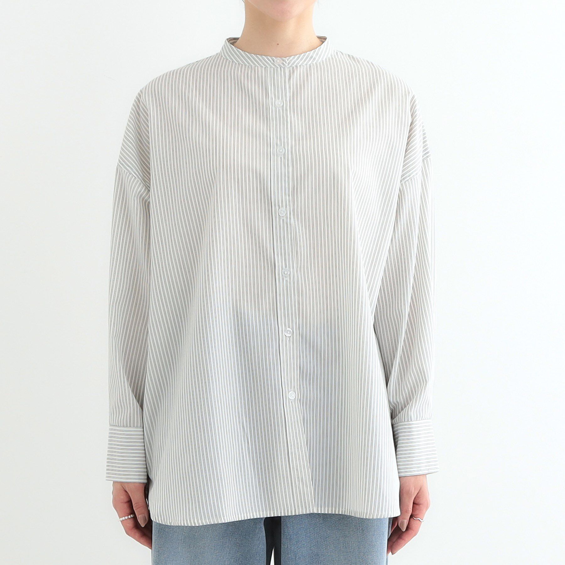 SHOO･LA･RUE「【3WAY】フリルサッシュ付きバンドカラーシャツ」|シャツ・ブラウス|