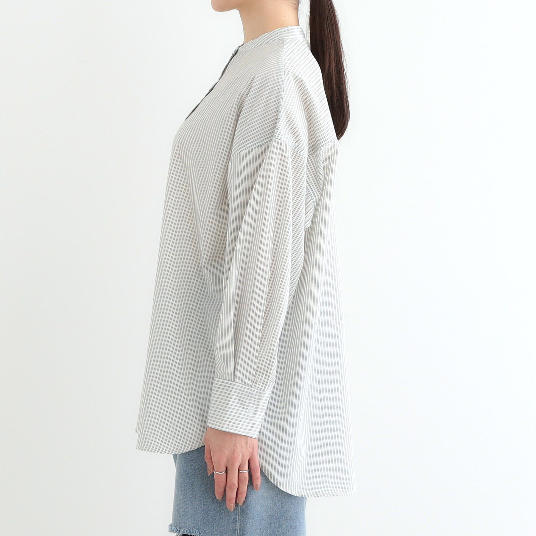 SHOO･LA･RUE「【3WAY】フリルサッシュ付きバンドカラーシャツ」|シャツ・ブラウス|