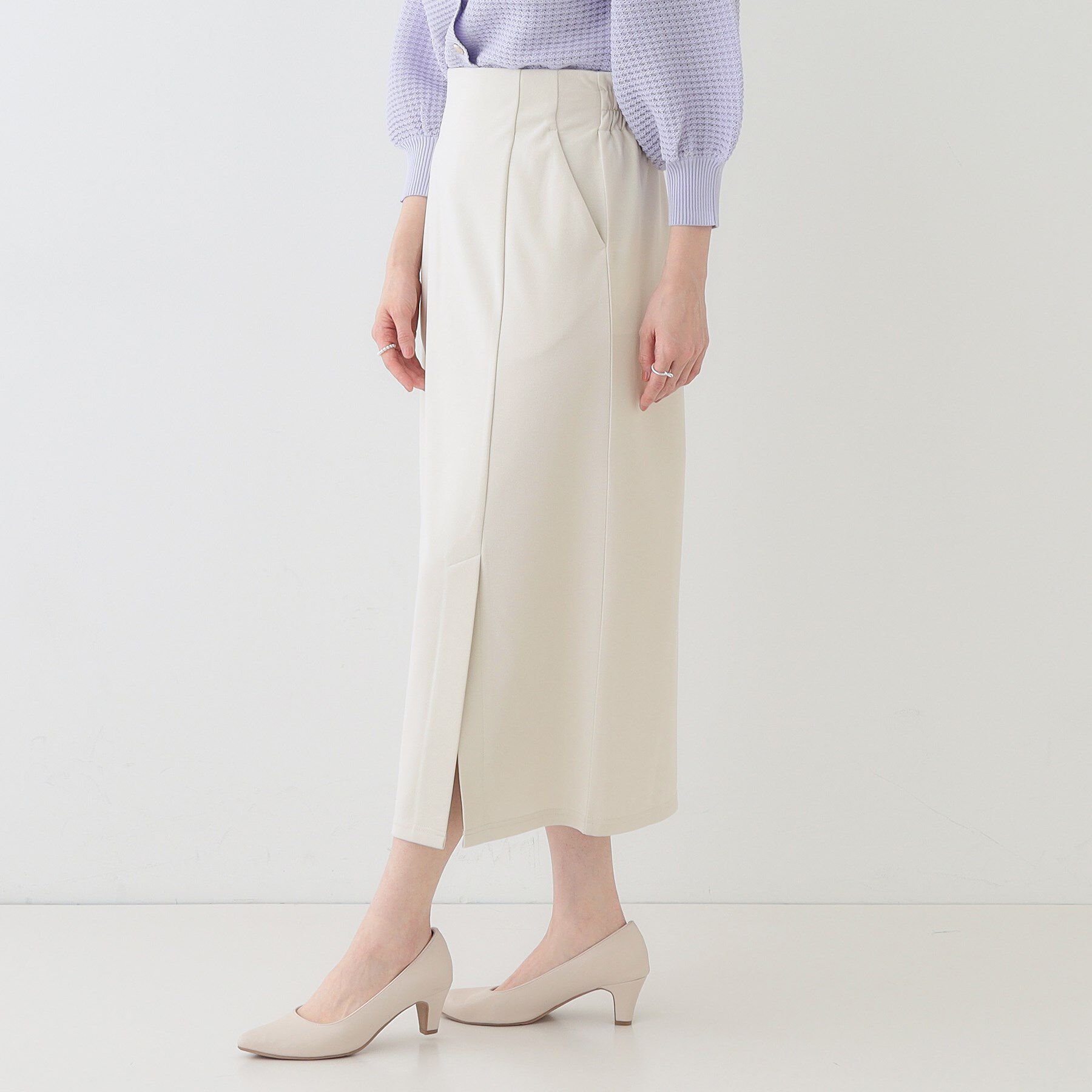 SHOO･LA･RUE「【洗える】洗濯後しわになりにくい カットジョーゼット ナロースカート」|スカート|