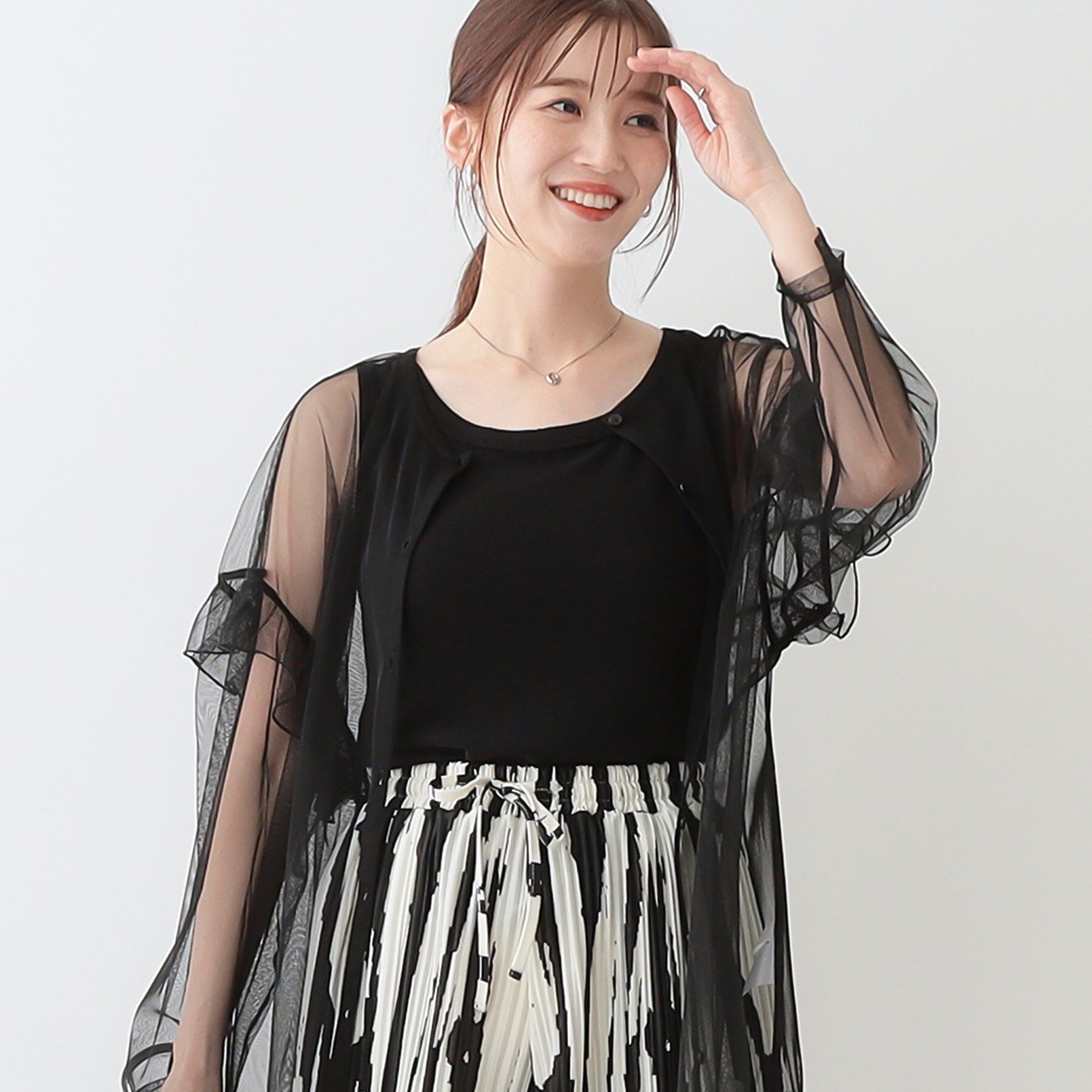 SHOO･LA･RUE「【高レビュー/S-LL】大人ヘルシーなスタイルに ラメタンクトップ」|キャミソール|ブラック(019)