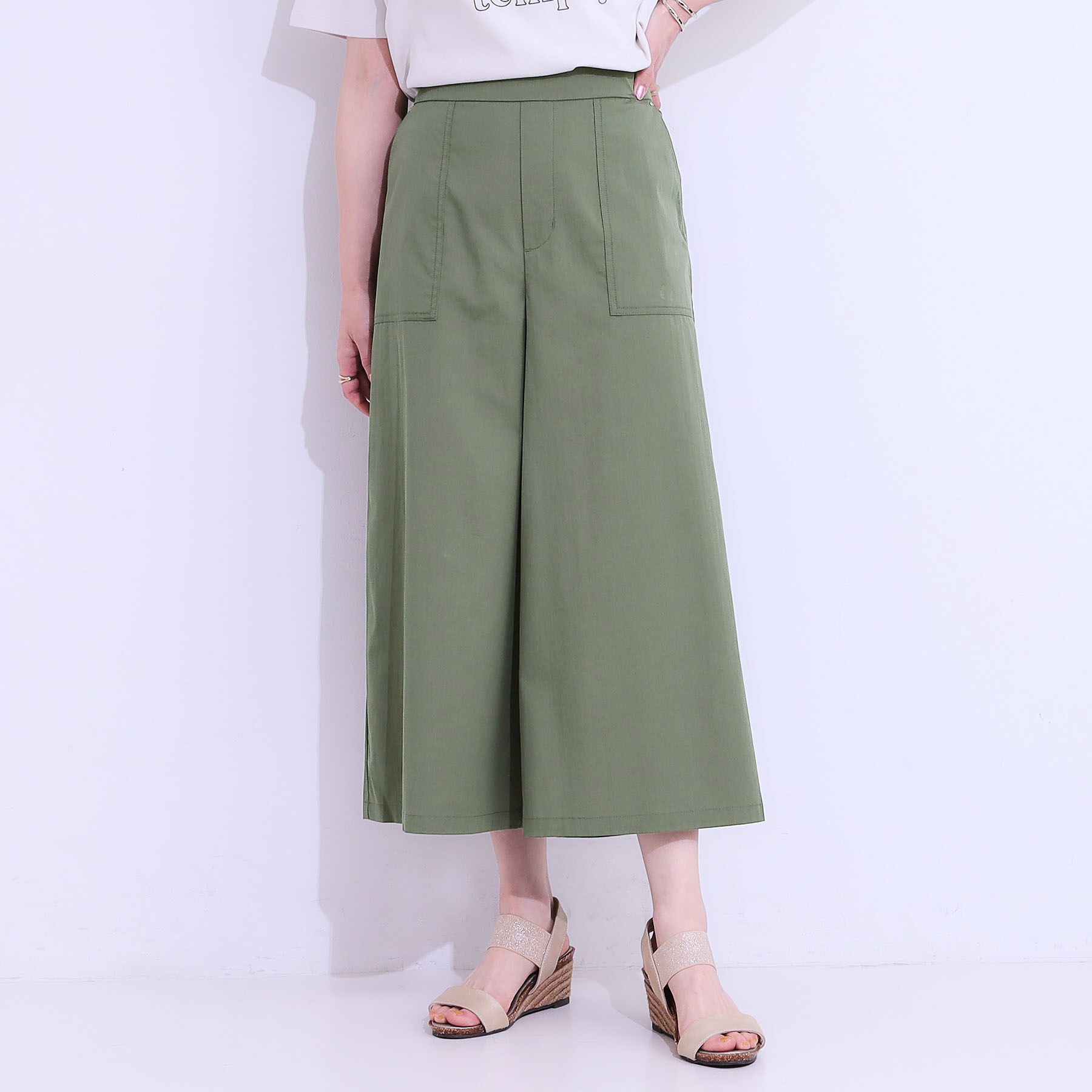 SHOO･LA･RUE「【ひんやり/UV】きれいめにもカジュアルにも ベイカーガウチョパンツ」|その他|