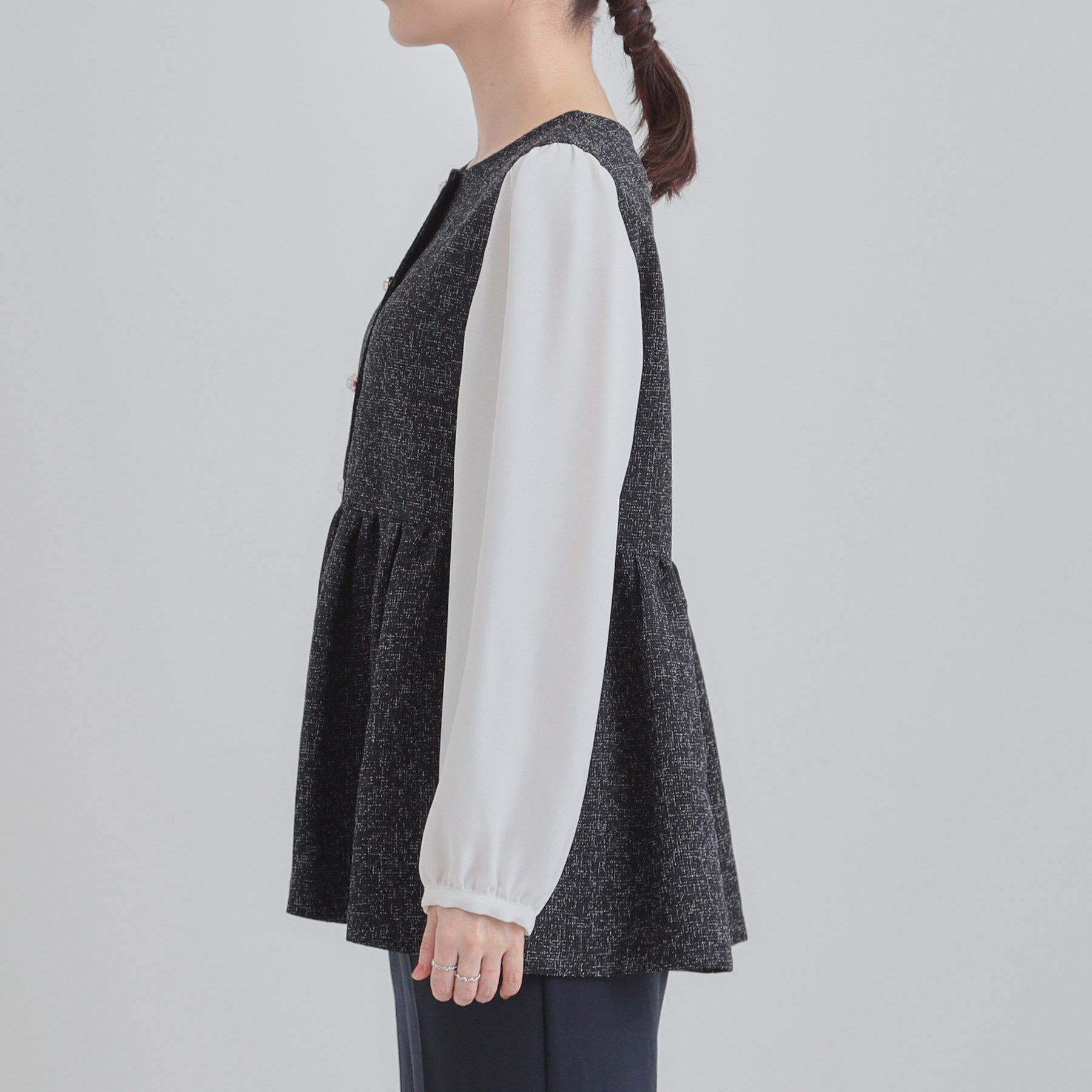 SHOO･LA･RUE「時短できちんと見えが叶う フェイクレイヤードブラウス」|シャツ・ブラウス|