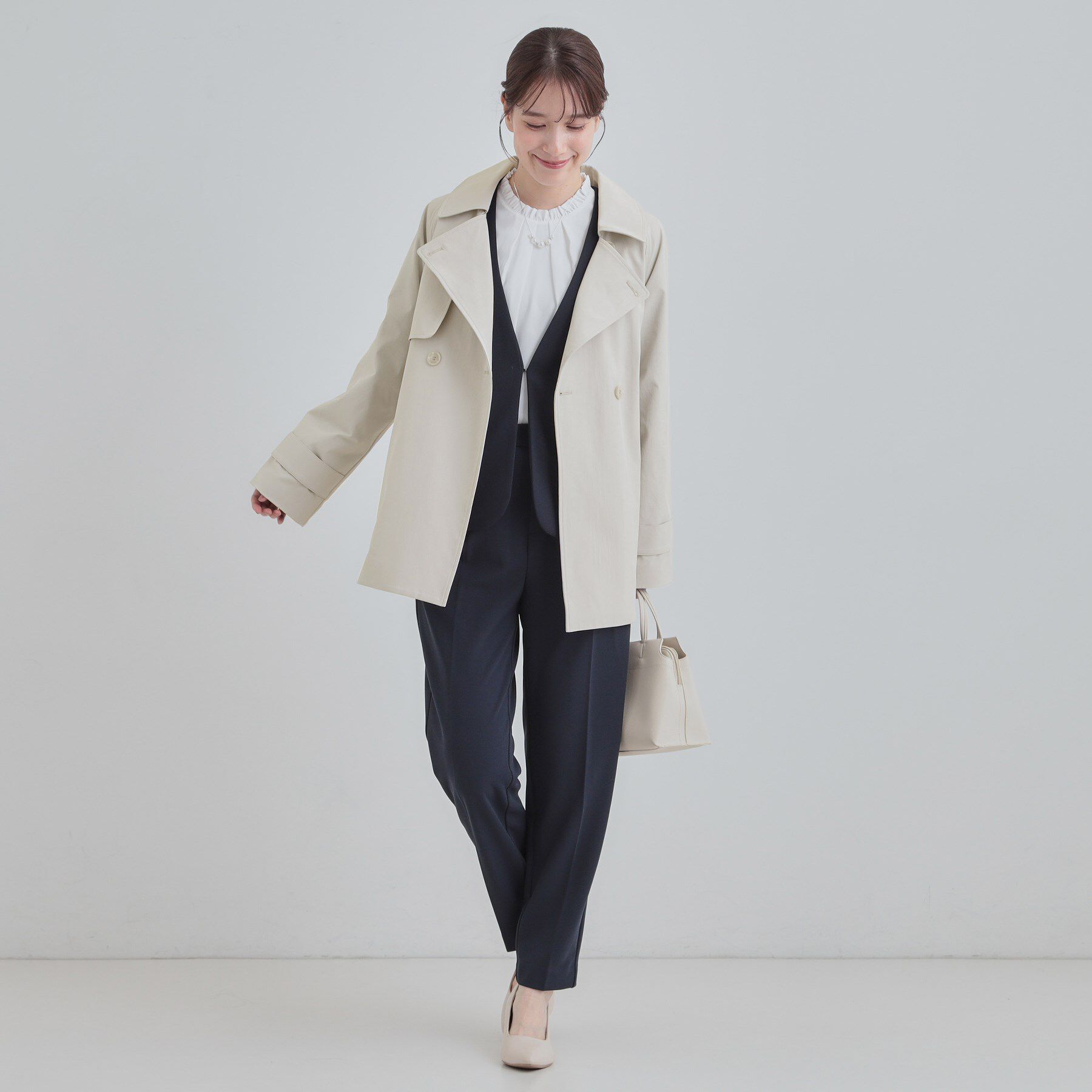 SHOO･LA･RUE「【S-LL/撥水】通勤やお出かけにも活躍 ミドルトレンチコート」|トレンチコート|