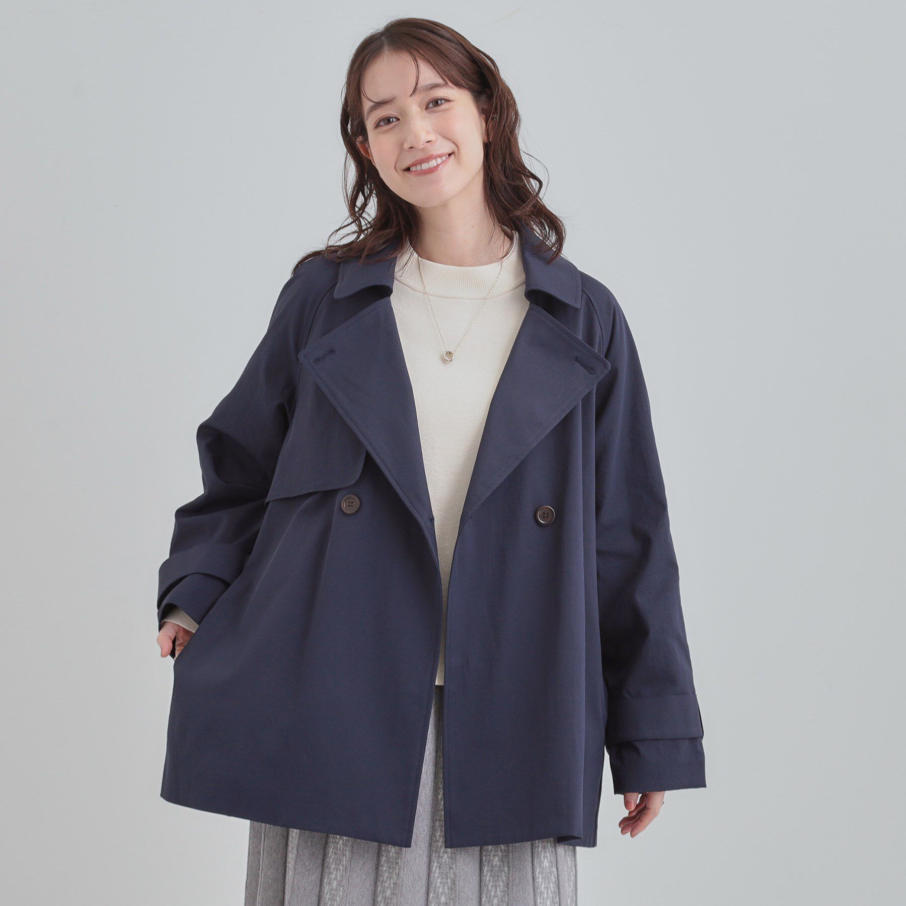 SHOO･LA･RUE「【S-LL/撥水】通勤やお出かけにも活躍 ミドルトレンチコート」|トレンチコート|