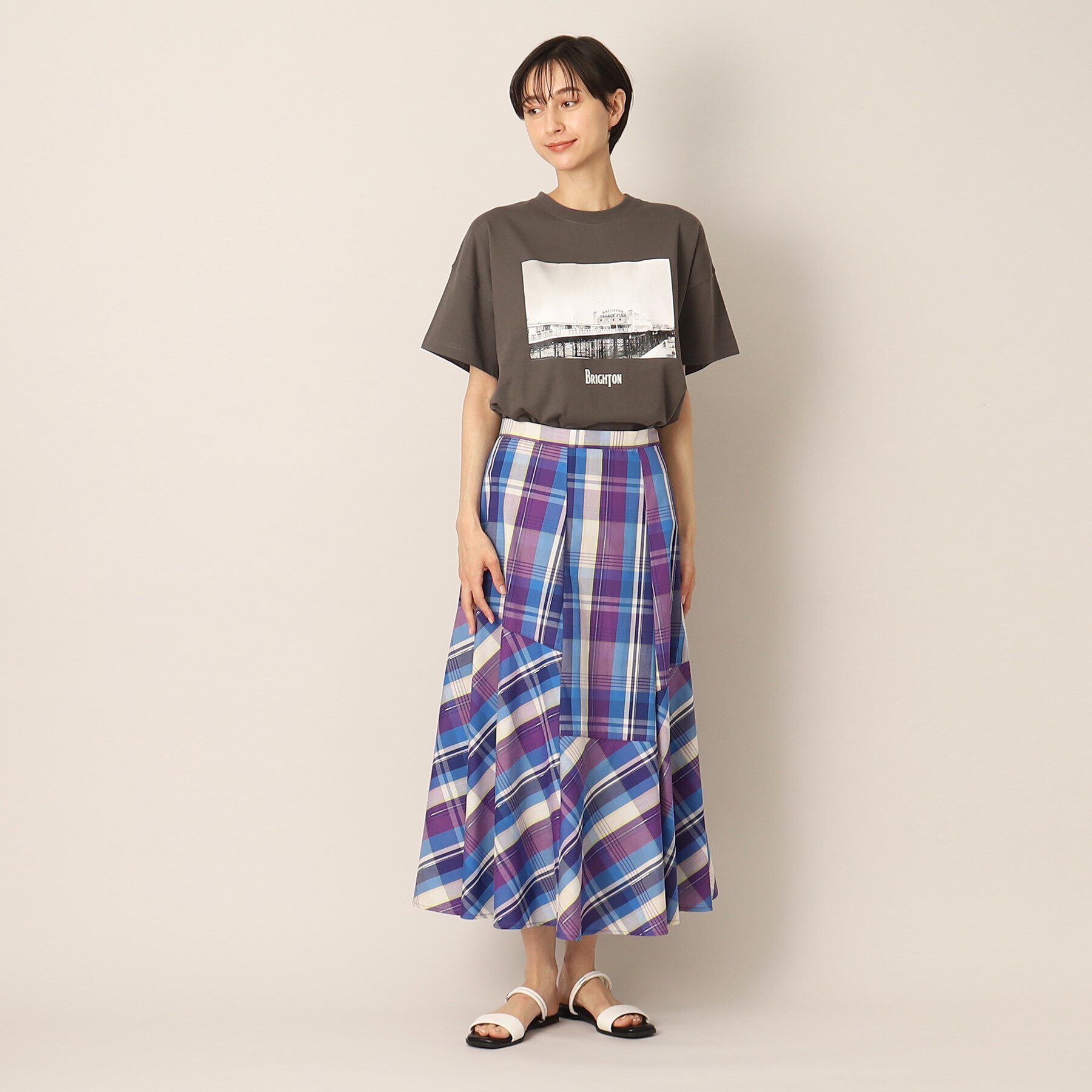 Dessin「【洗える】ラメチェック切替マーメイドスカート」|スカート|