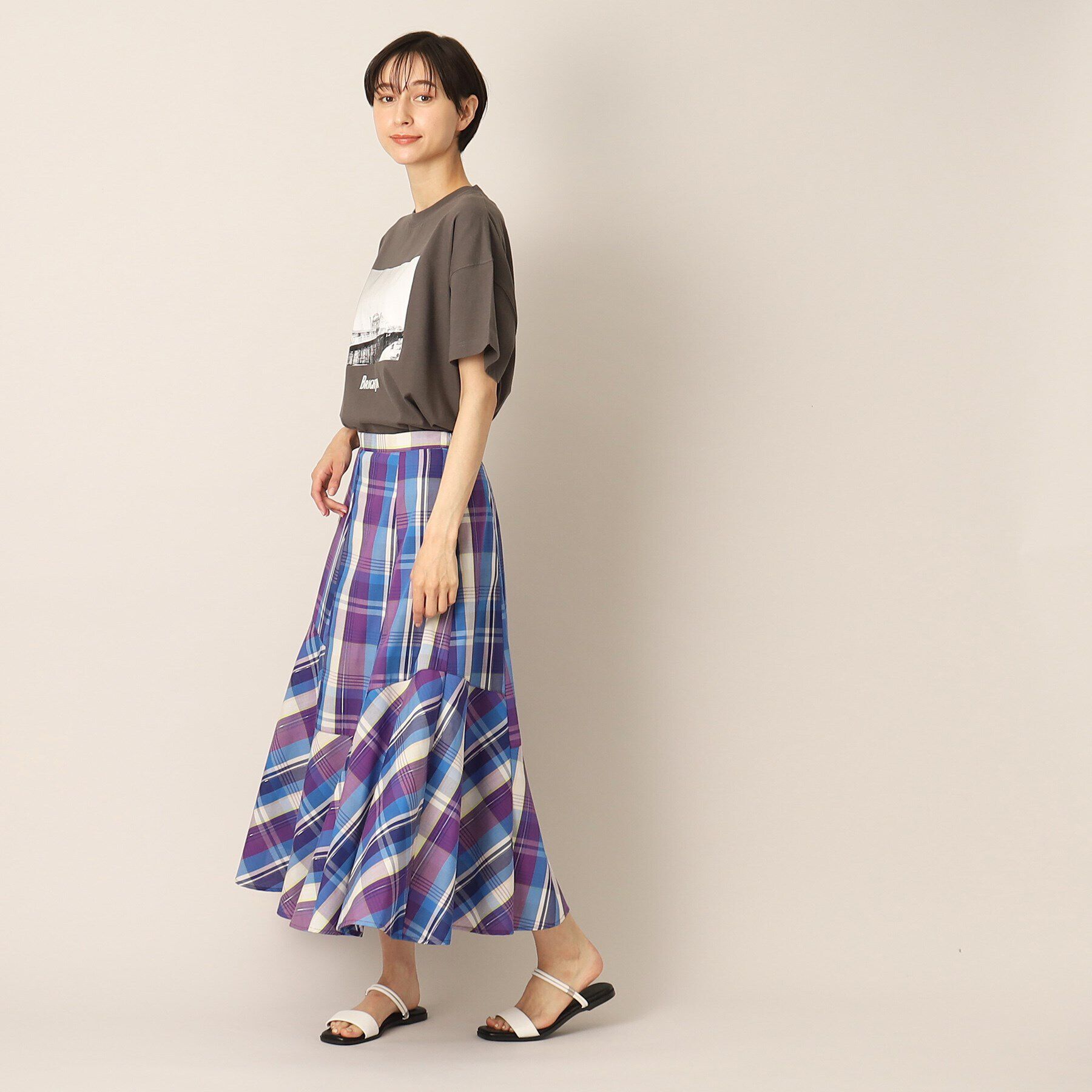 Dessin「【洗える】ラメチェック切替マーメイドスカート」|スカート|