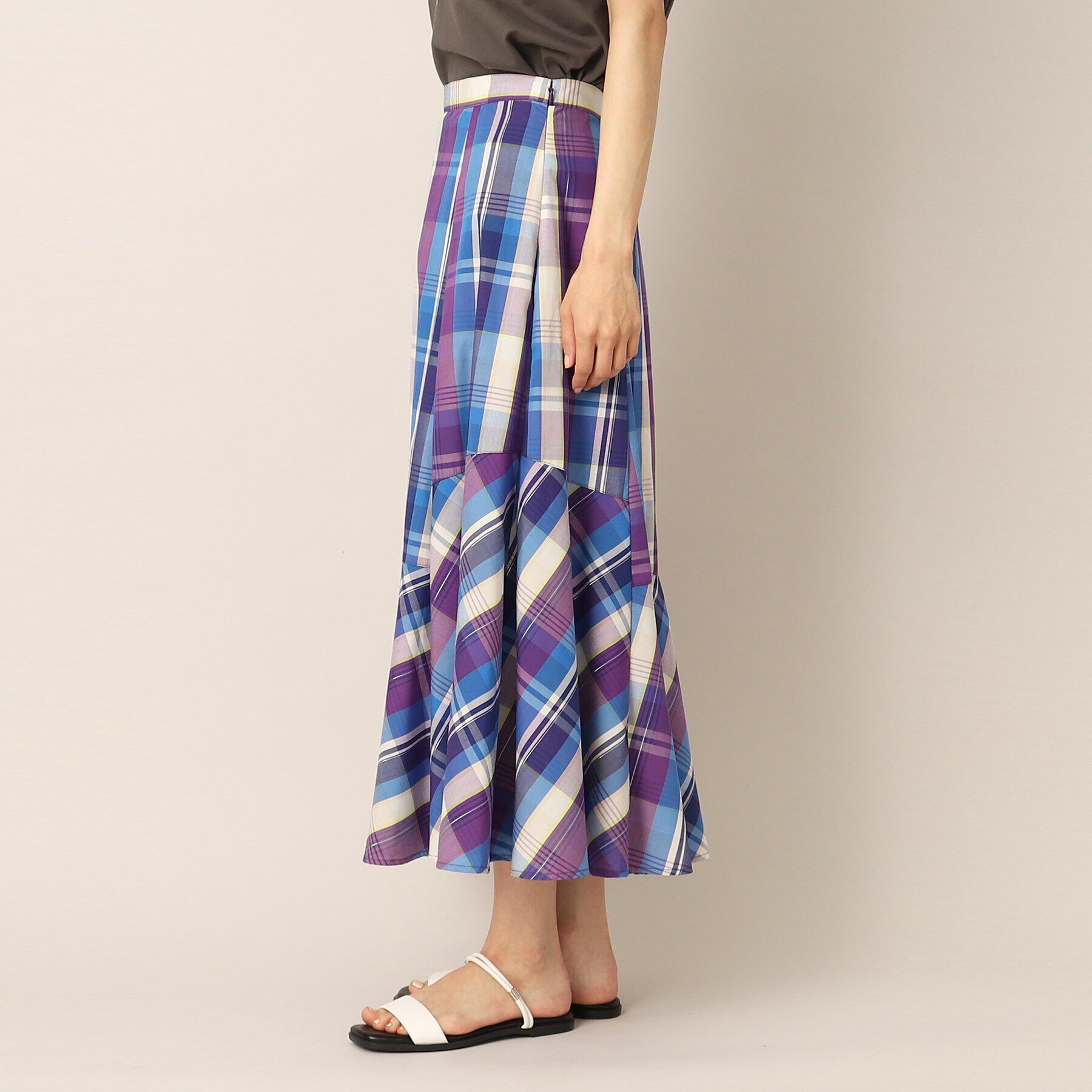 Dessin「【洗える】ラメチェック切替マーメイドスカート」|スカート|