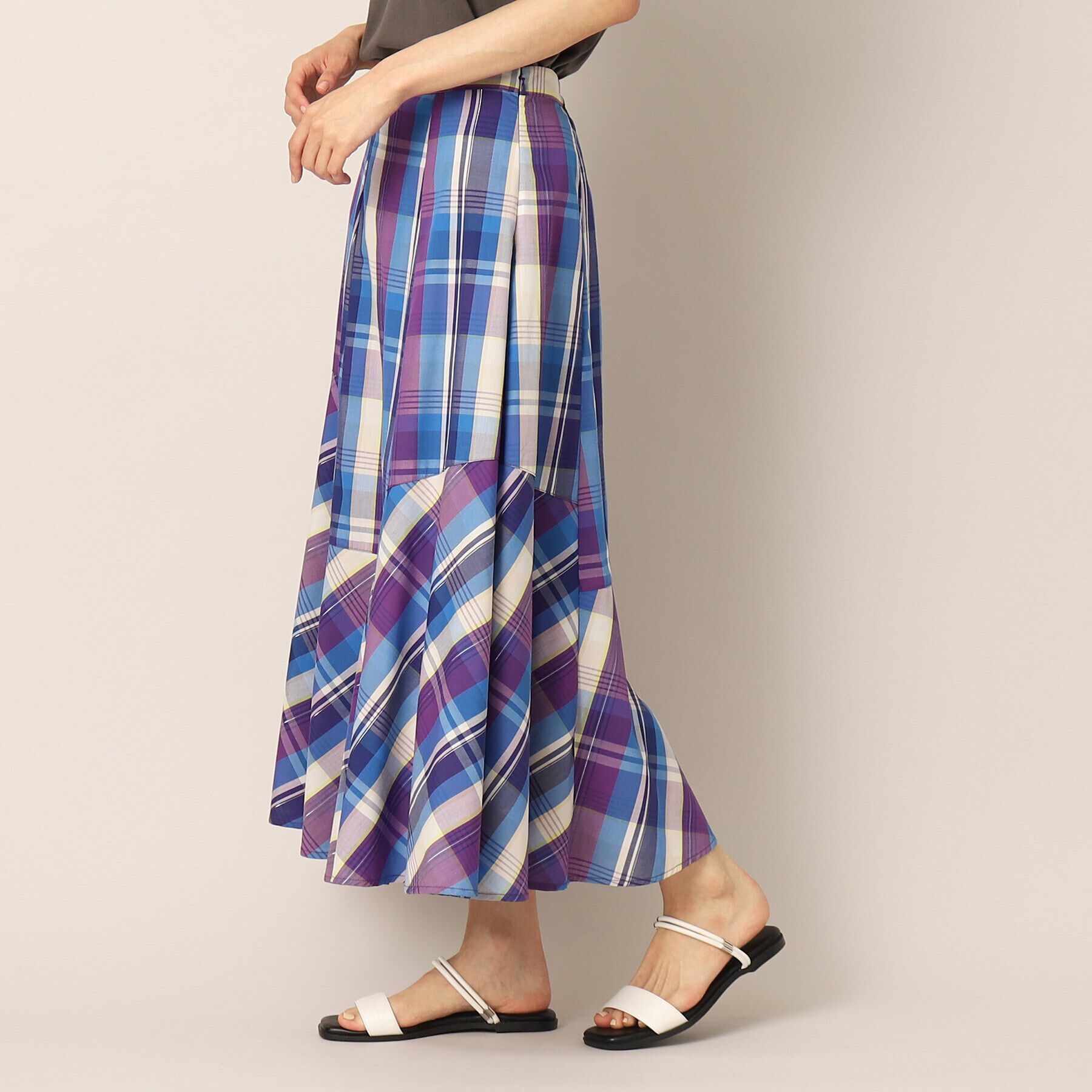 Dessin「【洗える】ラメチェック切替マーメイドスカート」|スカート|