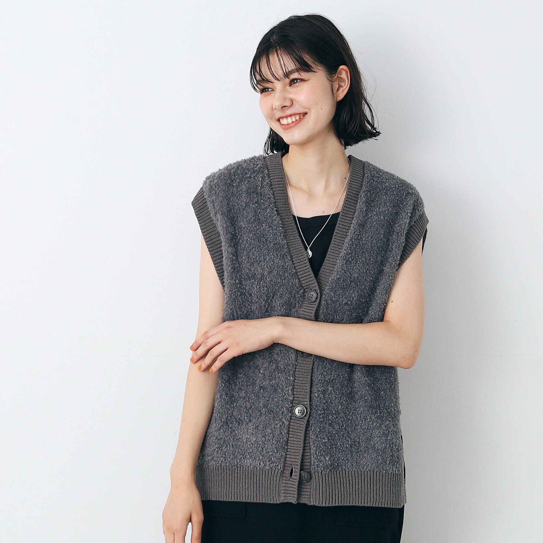 Dessin「【洗える】フロント釦シャギージレ」|ベスト・ジレ|