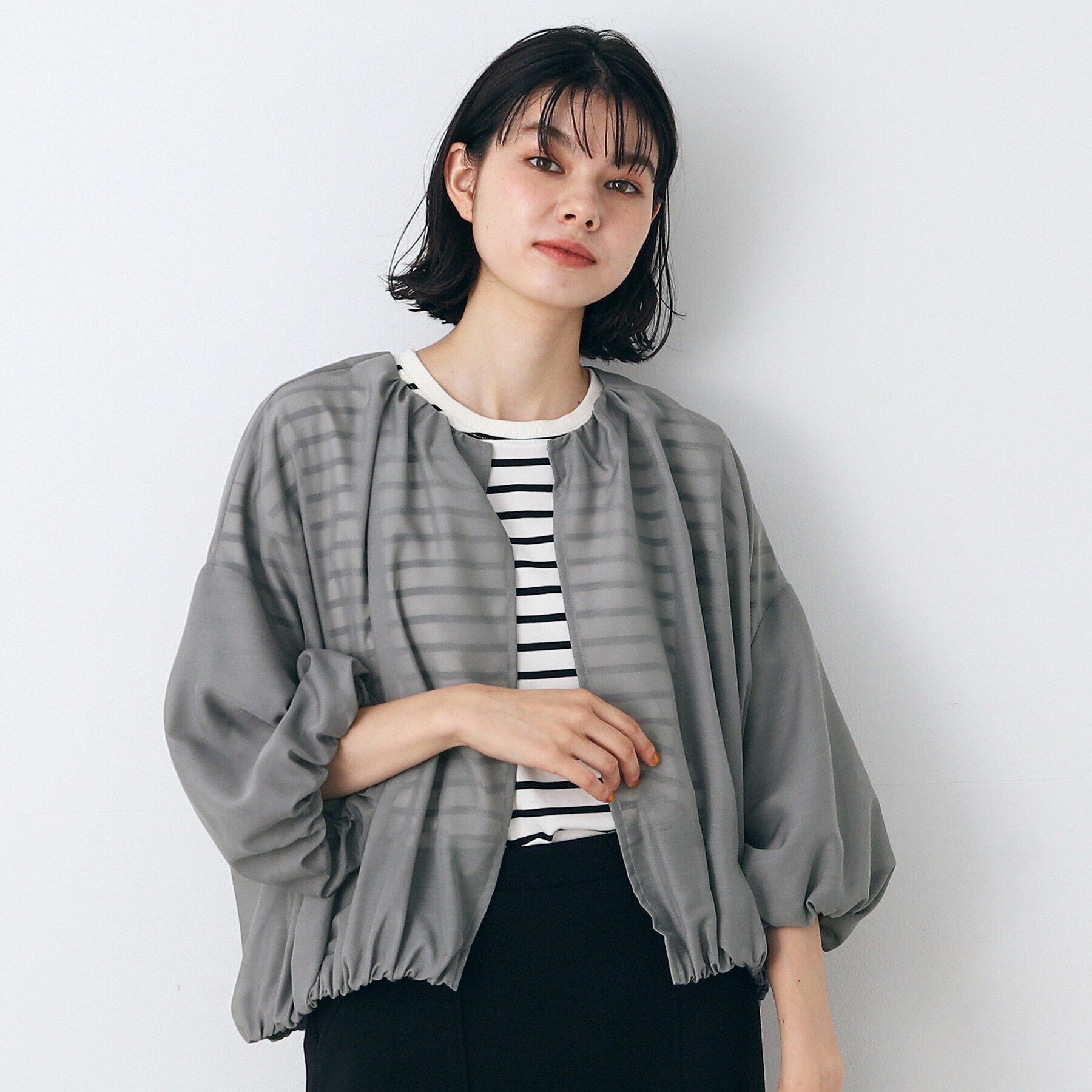 Dessin「【洗える】バルーンスリーブファブリックカーデ」|カーディガン|ライトグレー(011