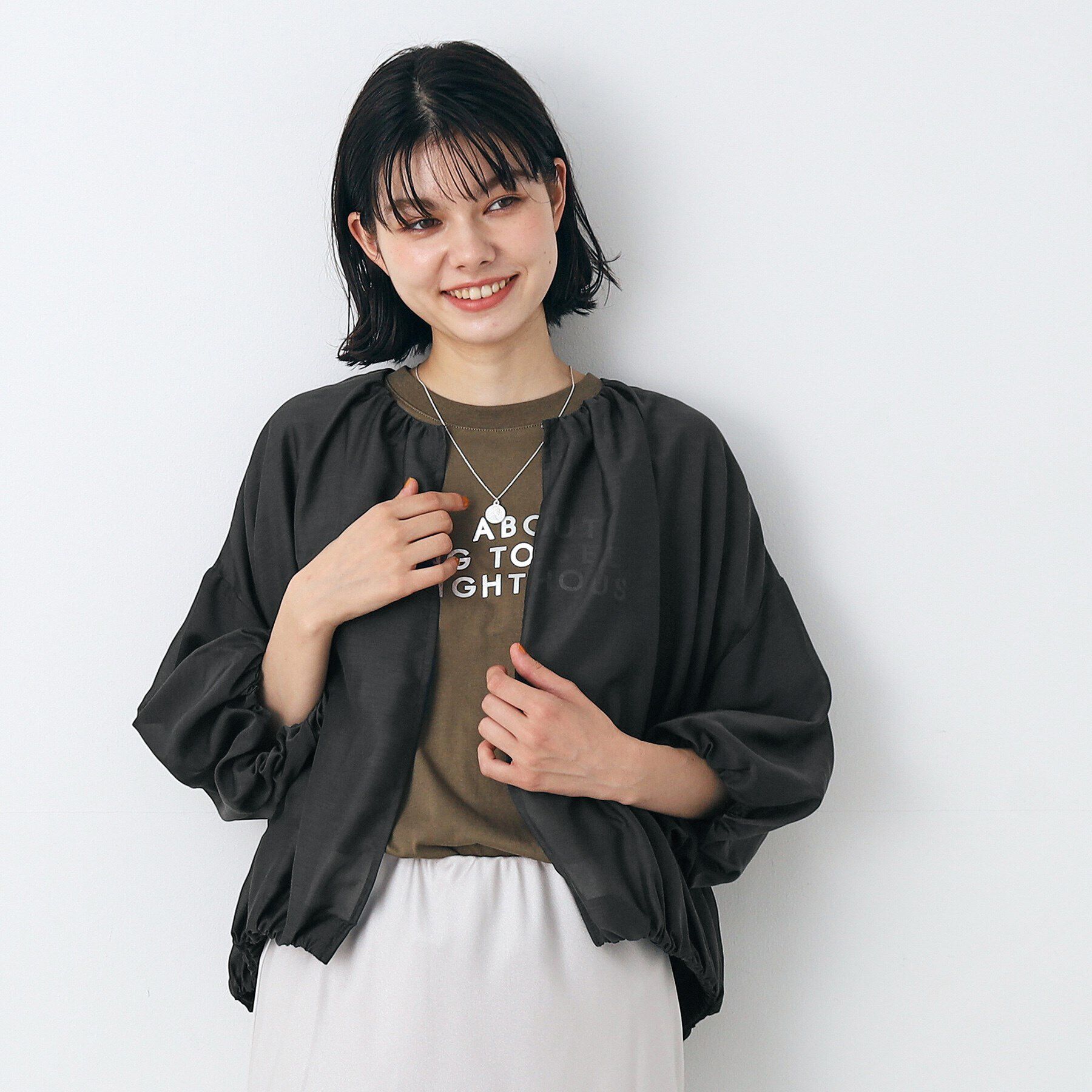 Dessin「【洗える】バルーンスリーブファブリックカーデ」|カーディガン|