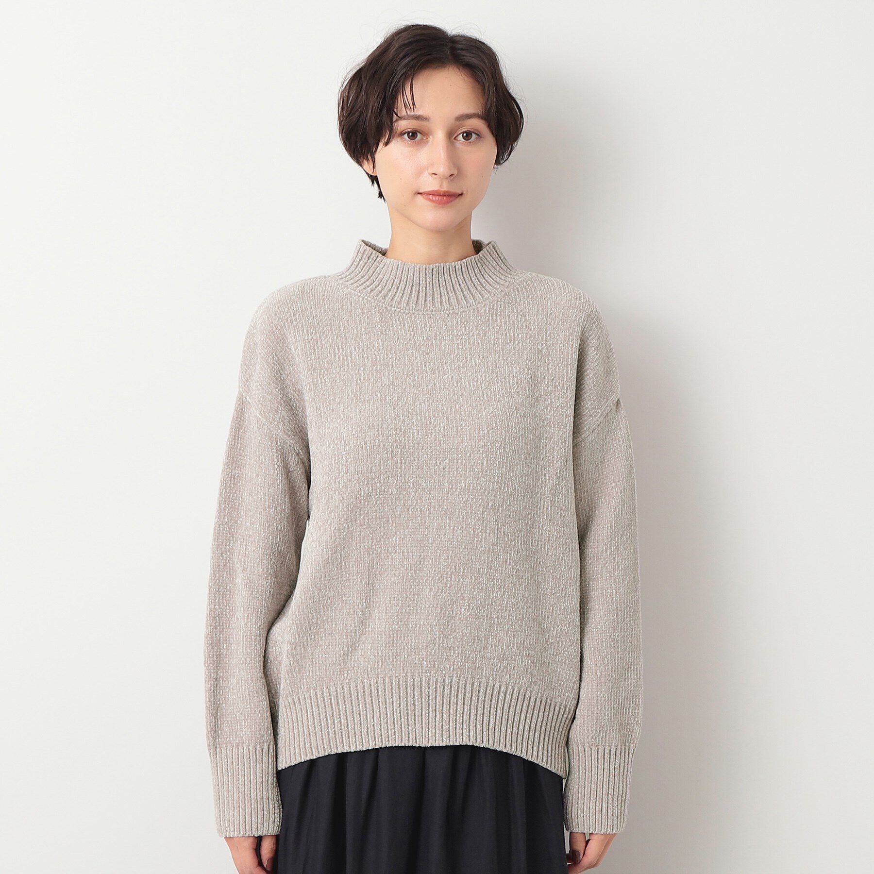 Dessin「【洗える・4サイズ展開・トレンド】ハイネックベロアモールニット（XS～L）」|ニット・セーター|