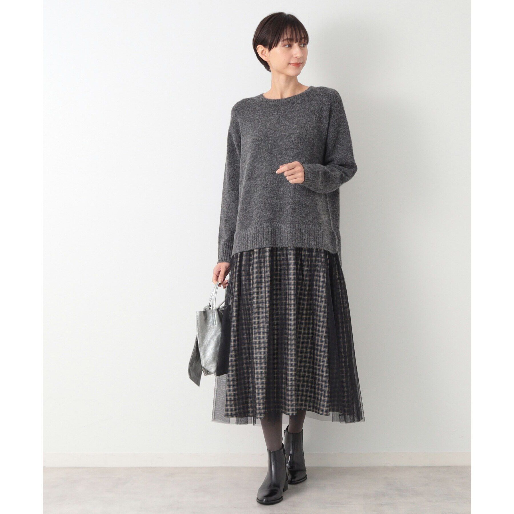 Dessin「【洗える】チュールスカート付ニットワンピース」|ワンピース|