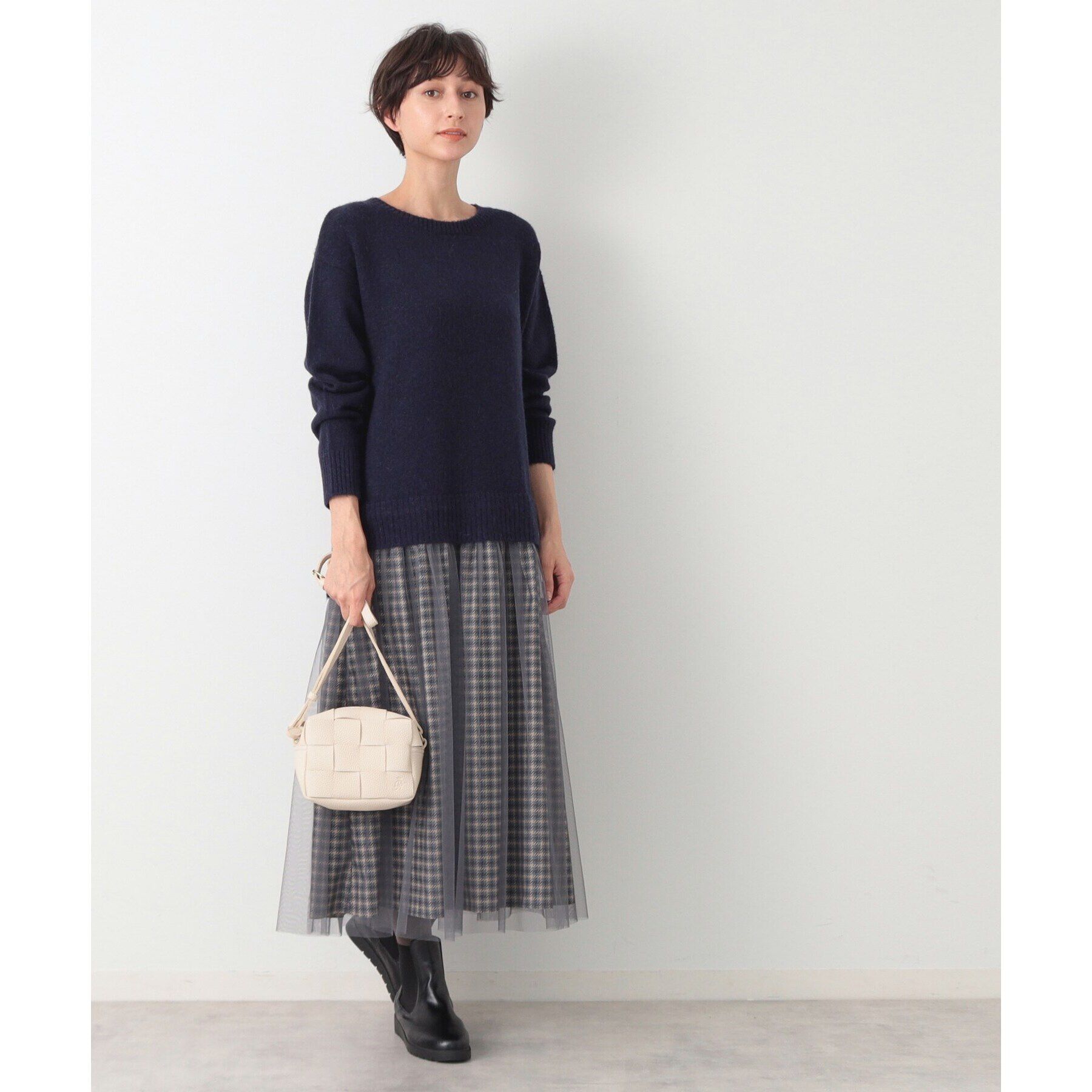 Dessin「【洗える】チュールスカート付ニットワンピース」|ワンピース|