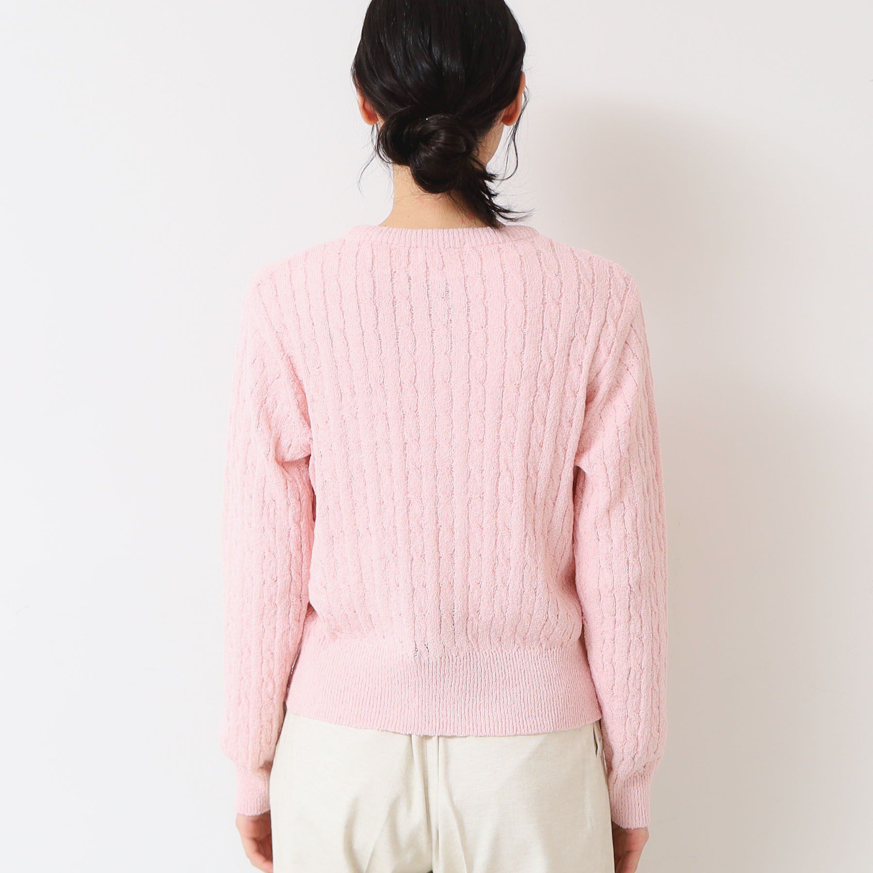 Dessin「【洗える】ブークレケーブルカーディガン」|カーディガン|