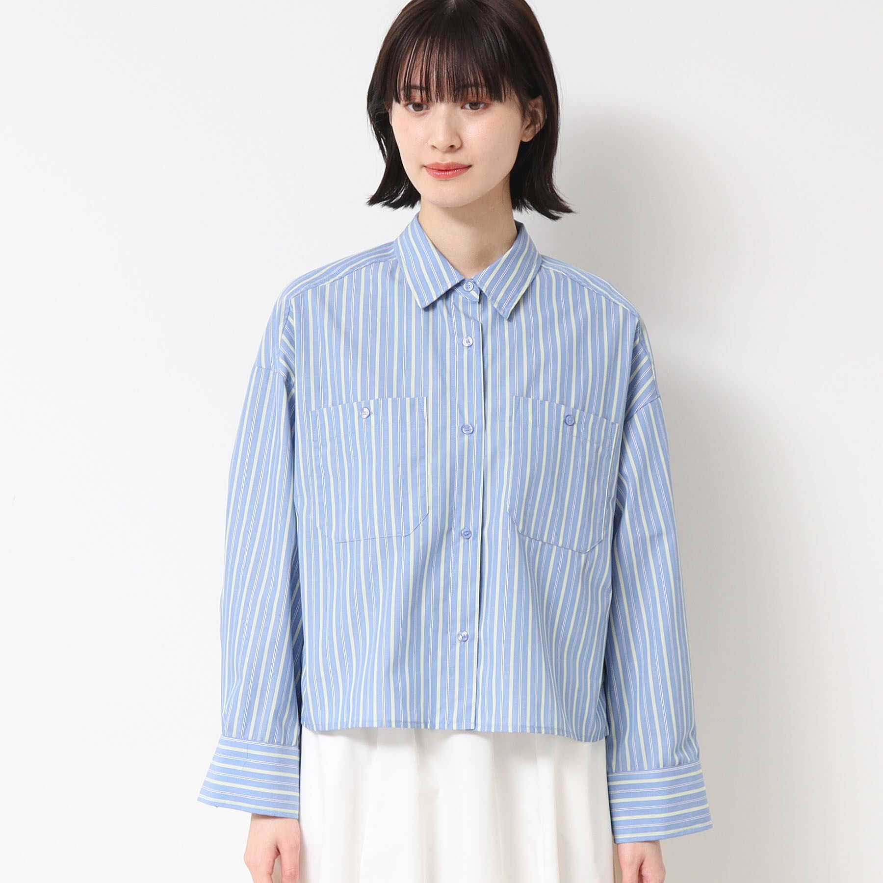 Dessin「【洗える・4サイズ展開】ポケット付きクロップド丈シャツ（XS～L）」|シャツ・ブラウス|