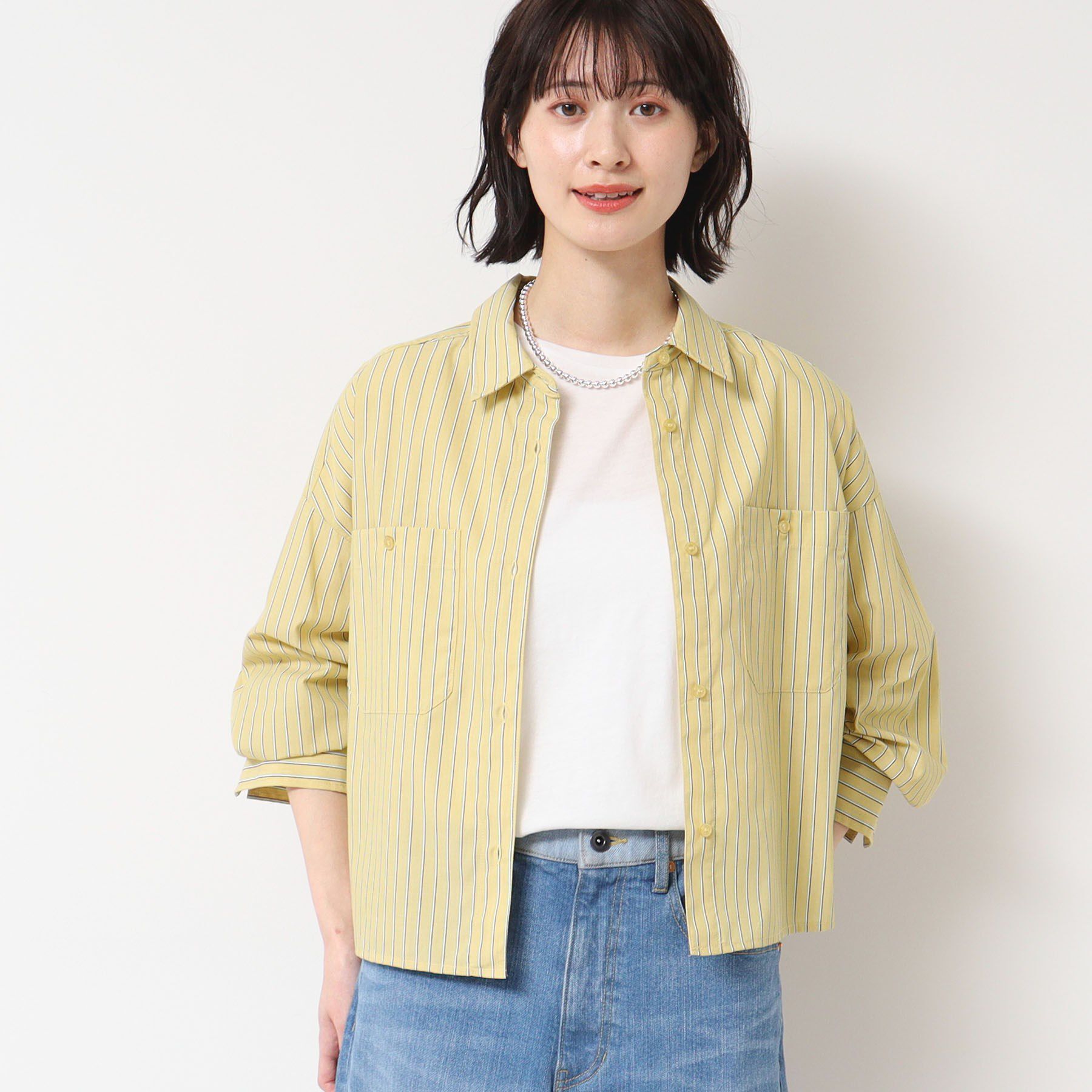 Dessin「【洗える・4サイズ展開】ポケット付きクロップド丈シャツ（XS～L）」|シャツ・ブラウス|