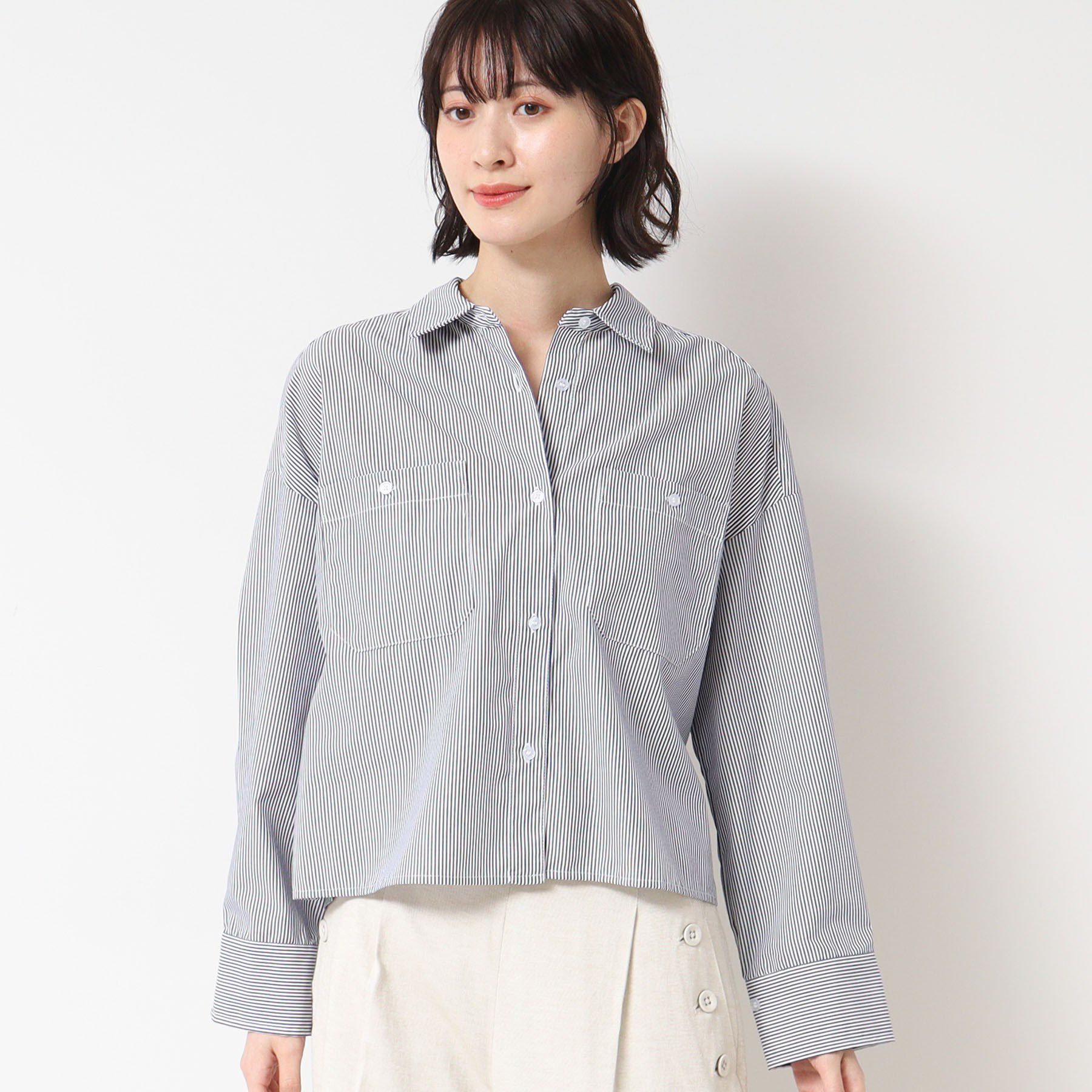 Dessin「【洗える・4サイズ展開】ポケット付きクロップド丈シャツ（XS～L）」|シャツ・ブラウス|