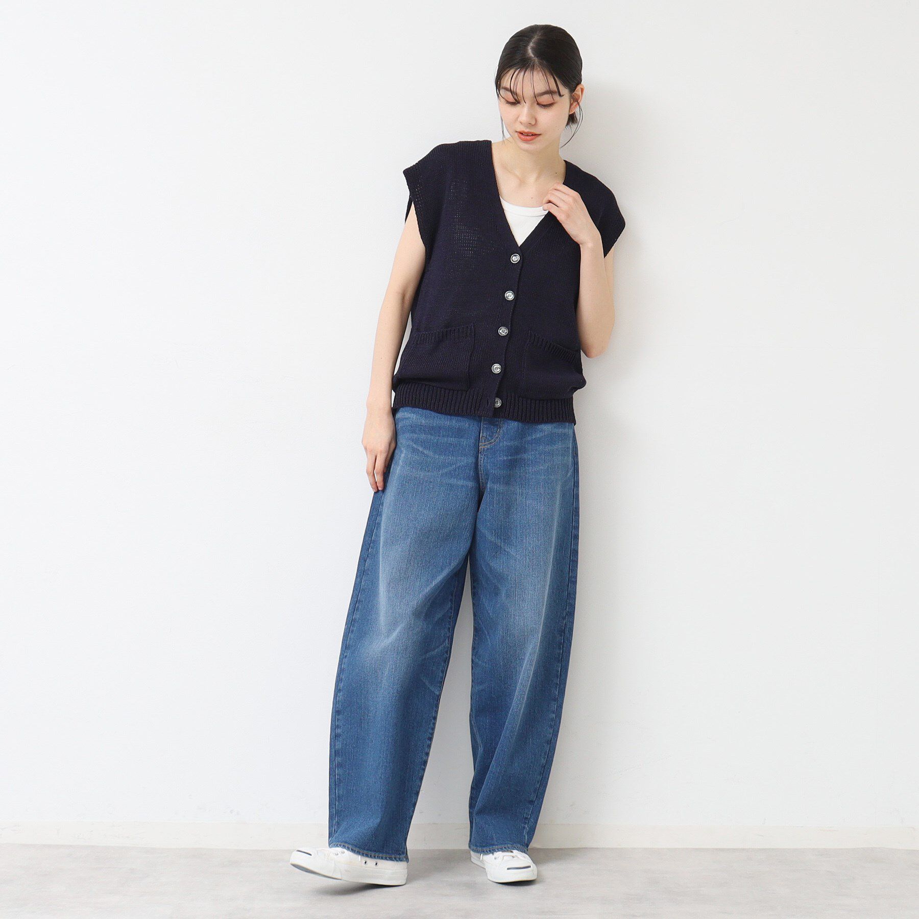 Dessin「【日本製】ボタン付きニットベスト」|ベスト・ジレ|