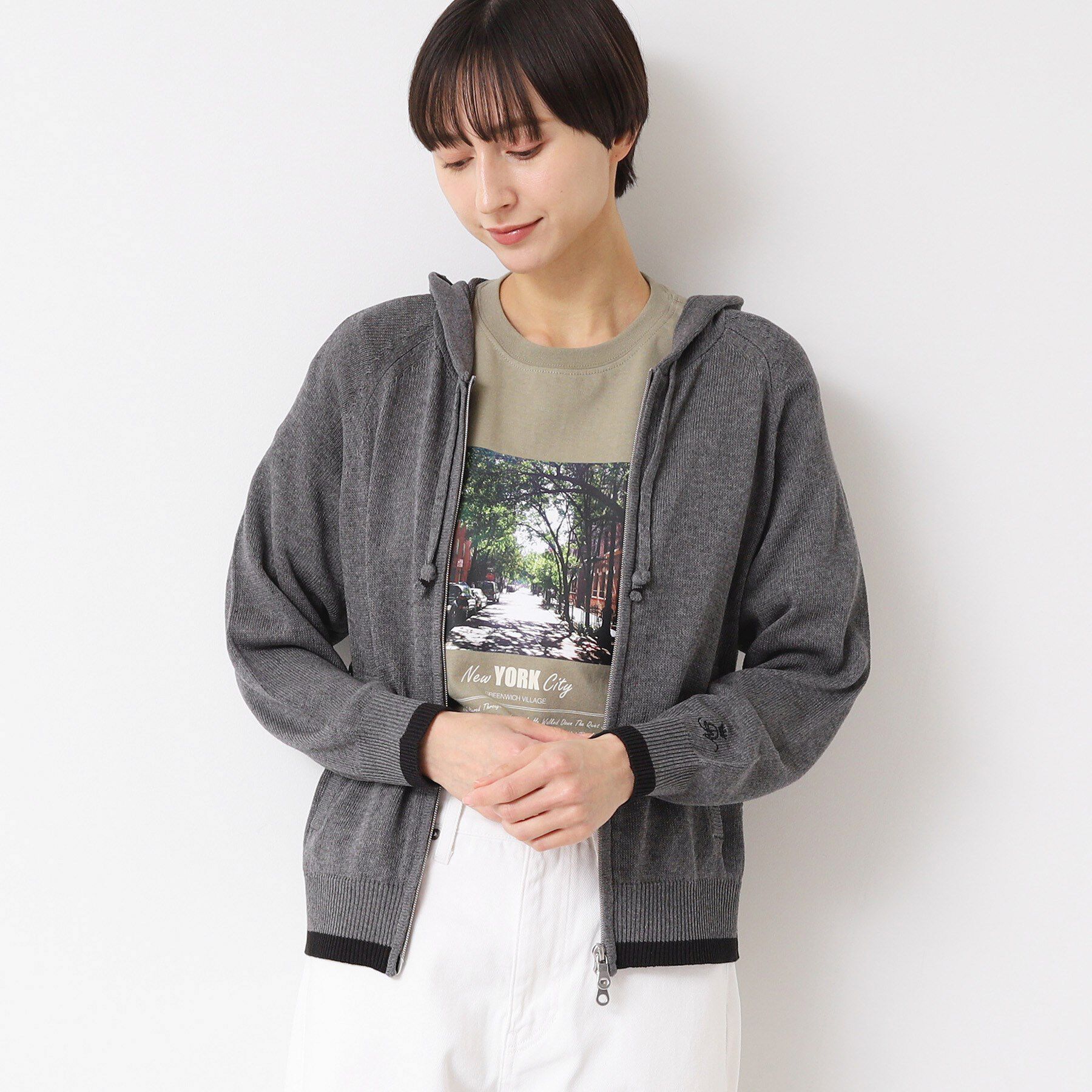 Dessin「【洗える】フーデッドカーディガン（S～L）」|カーディガン|チャコールグレー(0