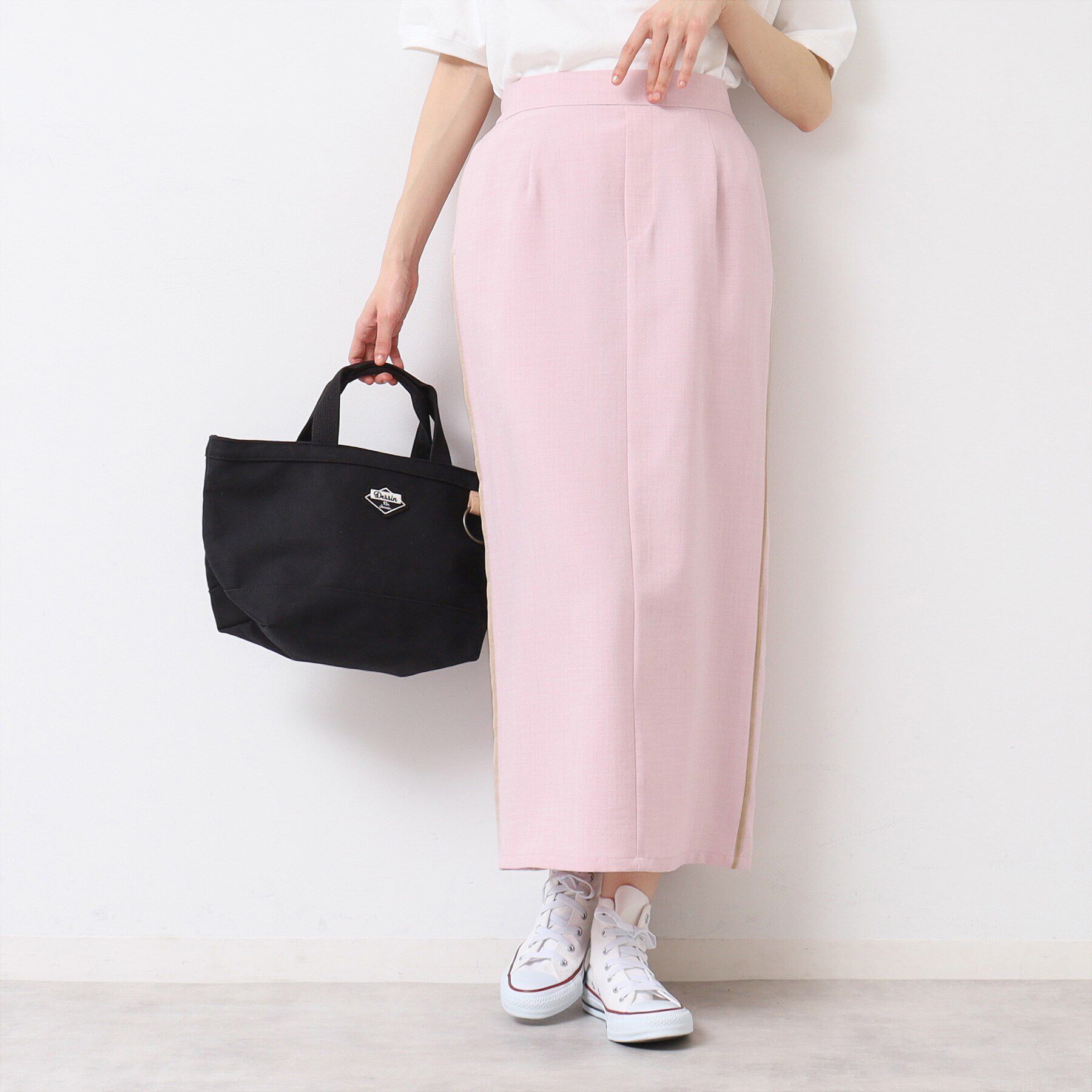 Dessin「【セットアップ可能・洗える】配色ラインストレートスカート（S～L）」|スカート|ライトピンク(070