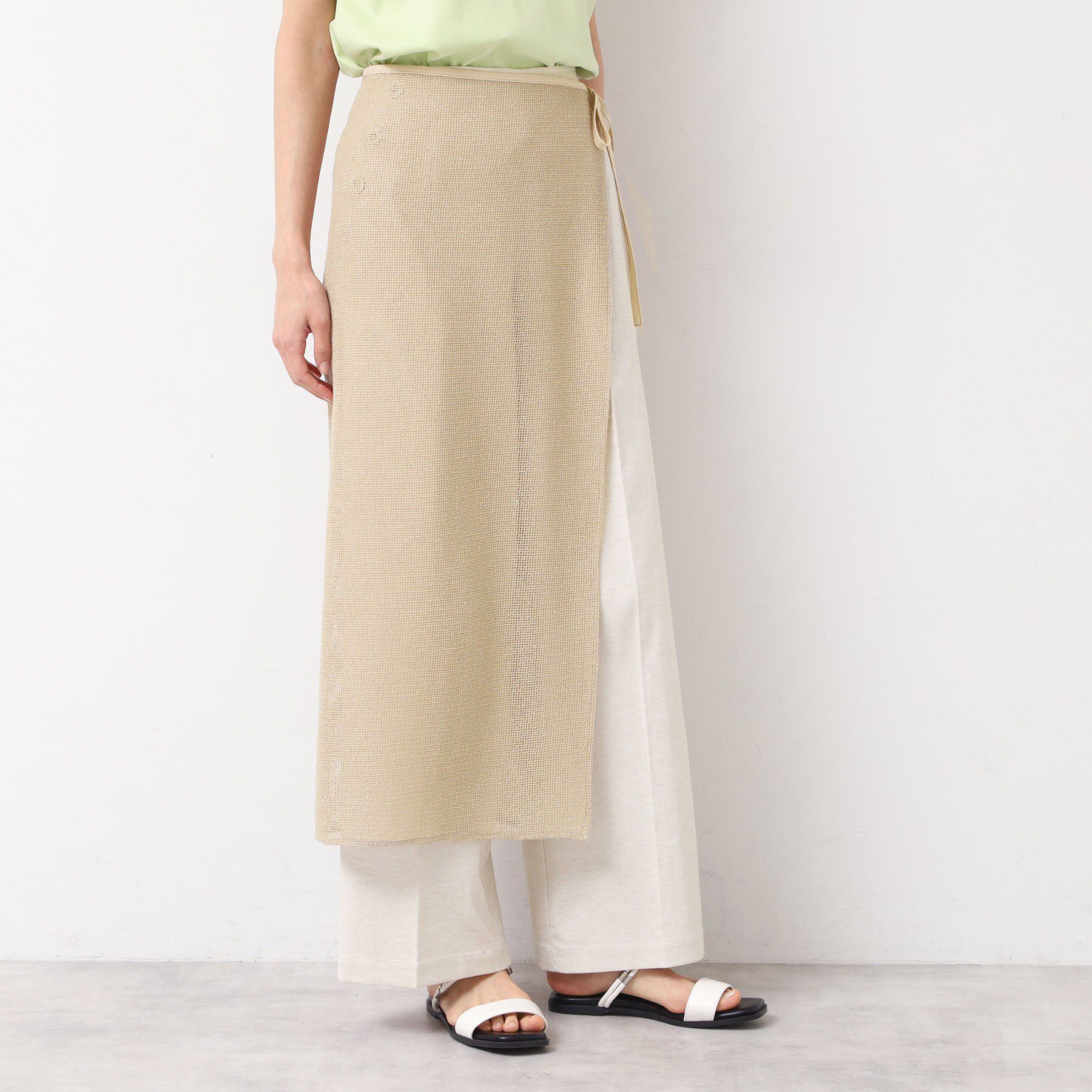 Dessin「【洗える】ラメ入りメッシュ巻きスカート」|スカート|ベージュ(052)