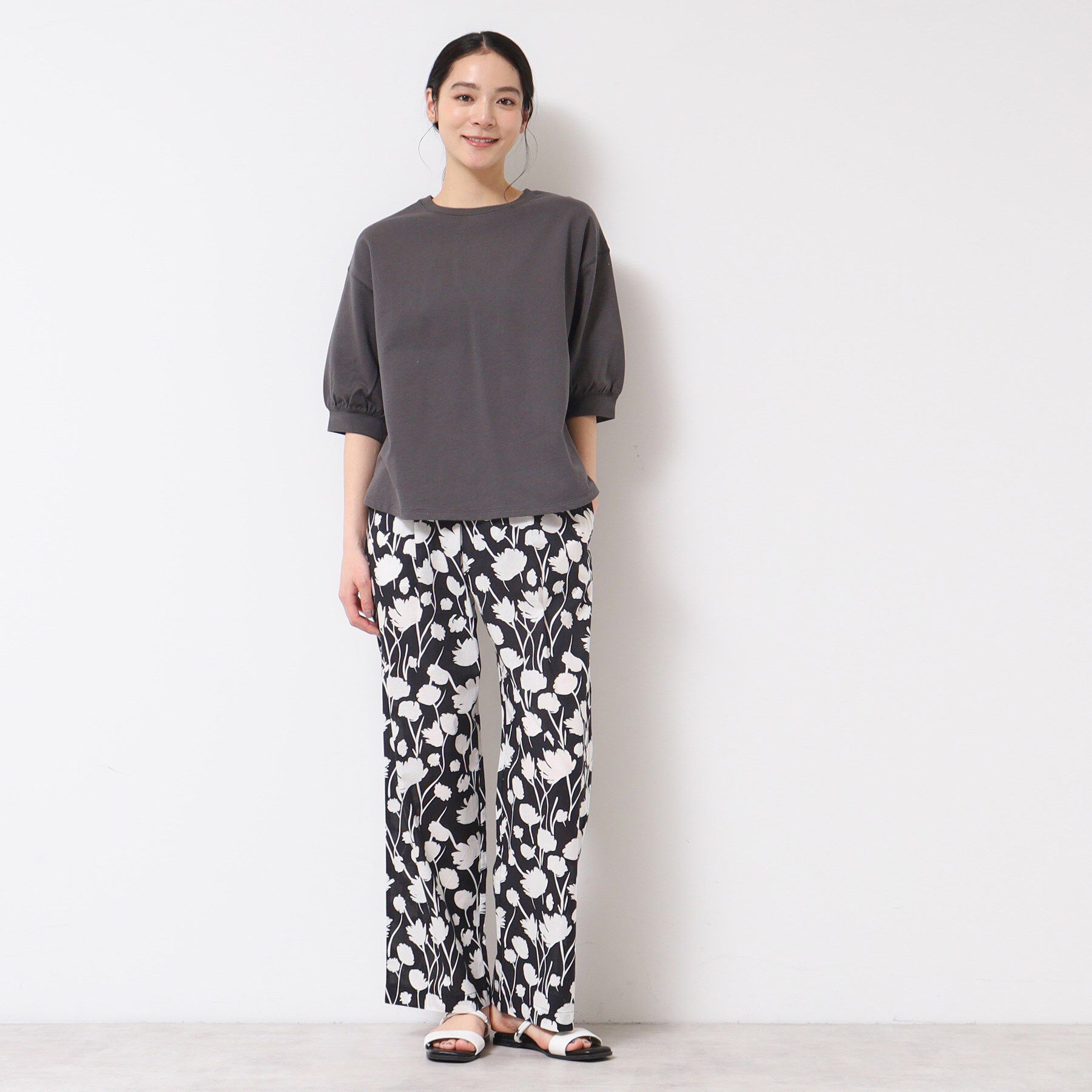 Dessin「【ウエストゴム・洗える】フラワープリントパンツ」|その他|