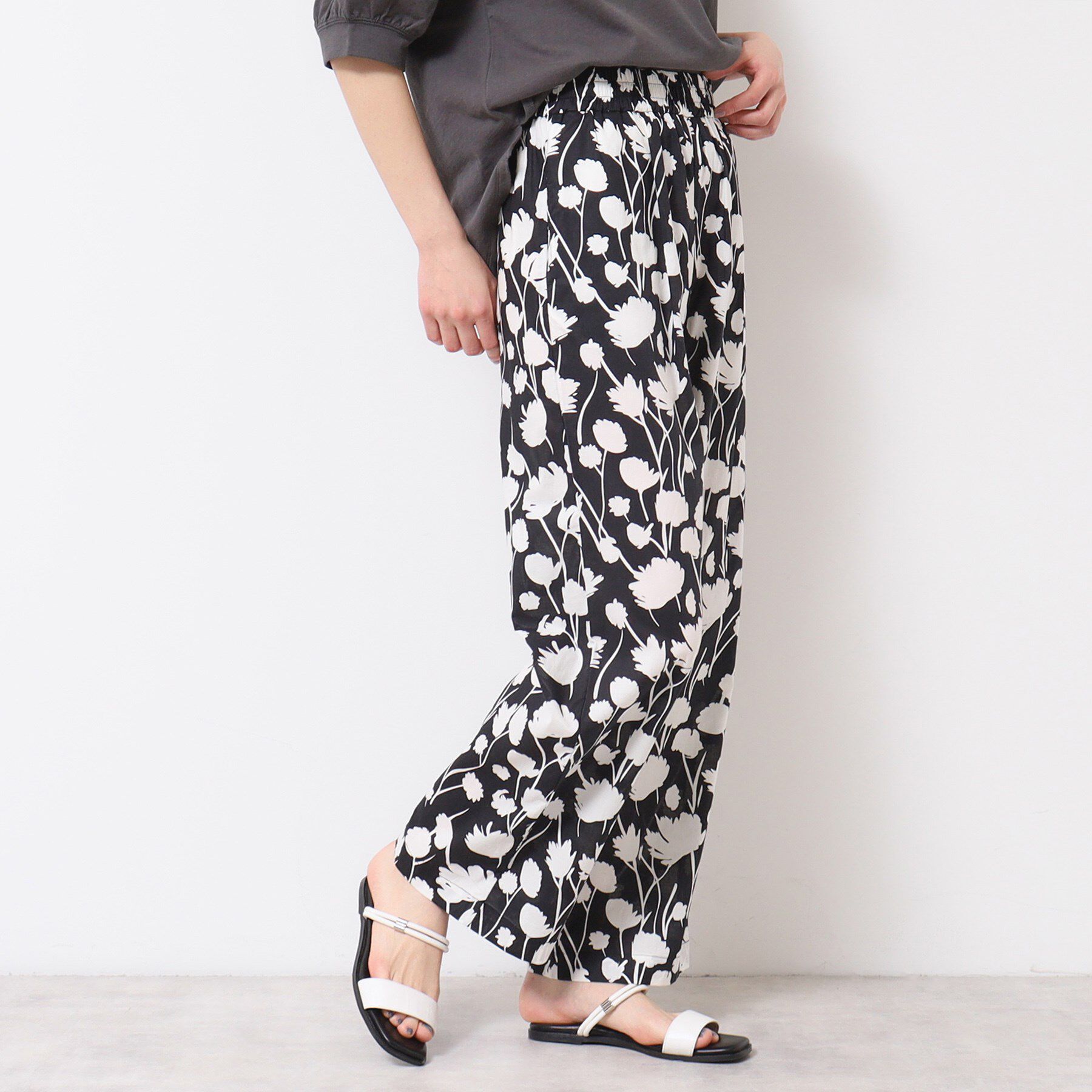 Dessin「【ウエストゴム・洗える】フラワープリントパンツ」|その他|