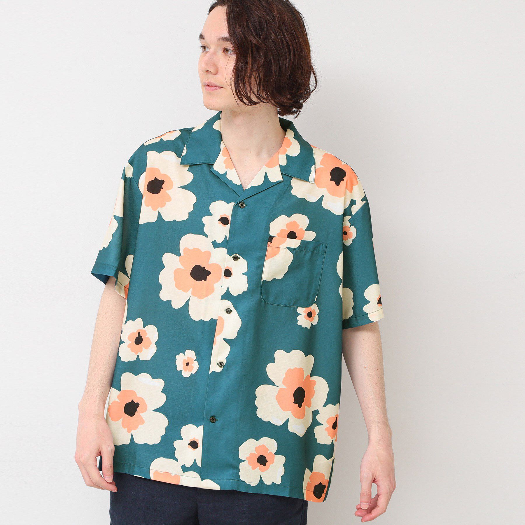 Dessin「【洗える】フラワープリントシャツ」|シャツ・ブラウス|ブルー(093)