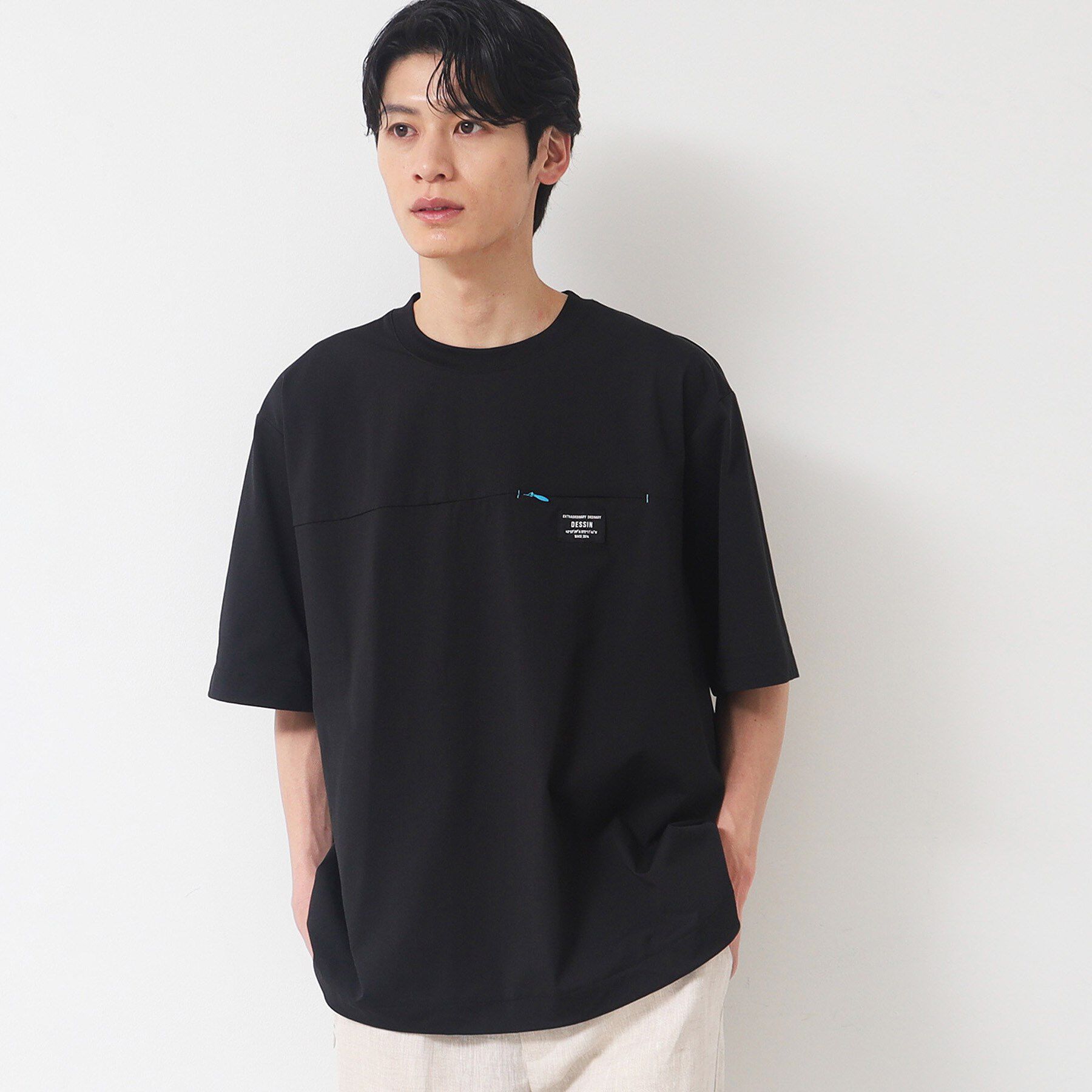 Dessin「【吸水速乾/UV/洗える】ドットメッシュTシャツ」|Tシャツ・カットソー|ブラック(019)