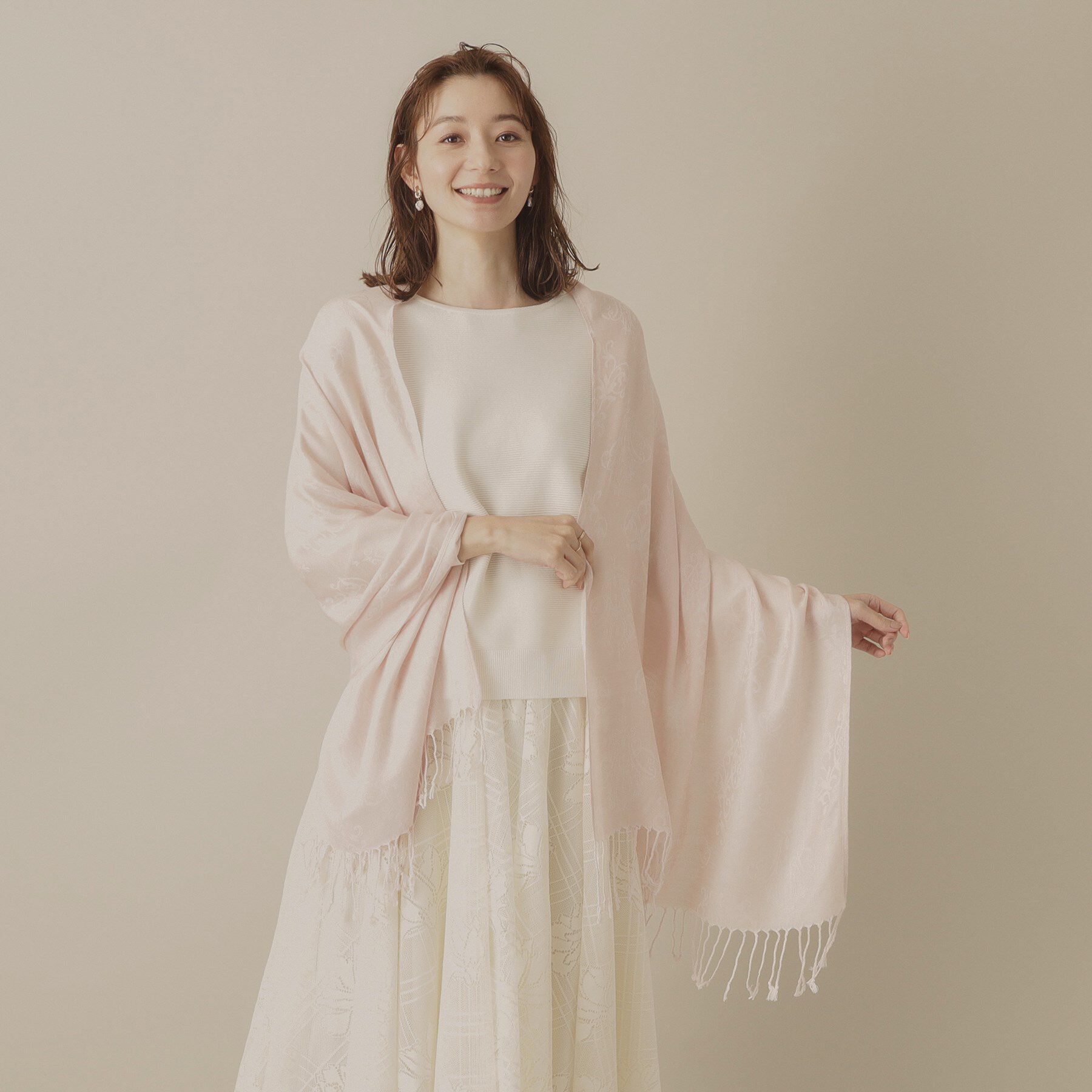 ITS&rsquo;DEMO「【手洗い可／UV】薄手ダマスクジャガードストール」|ストール|