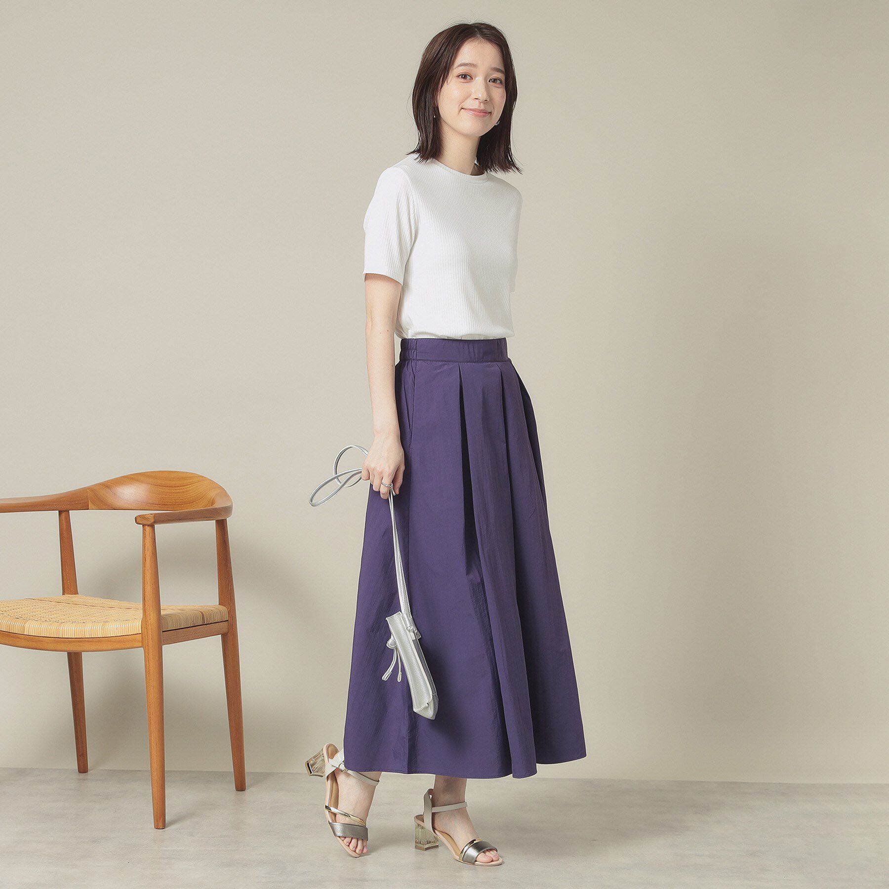 ITS&rsquo;DEMO「【撥水／洗濯機OK／ウエスト後ろゴム】タックスカート＜旅服シリーズ＞」|スカート|