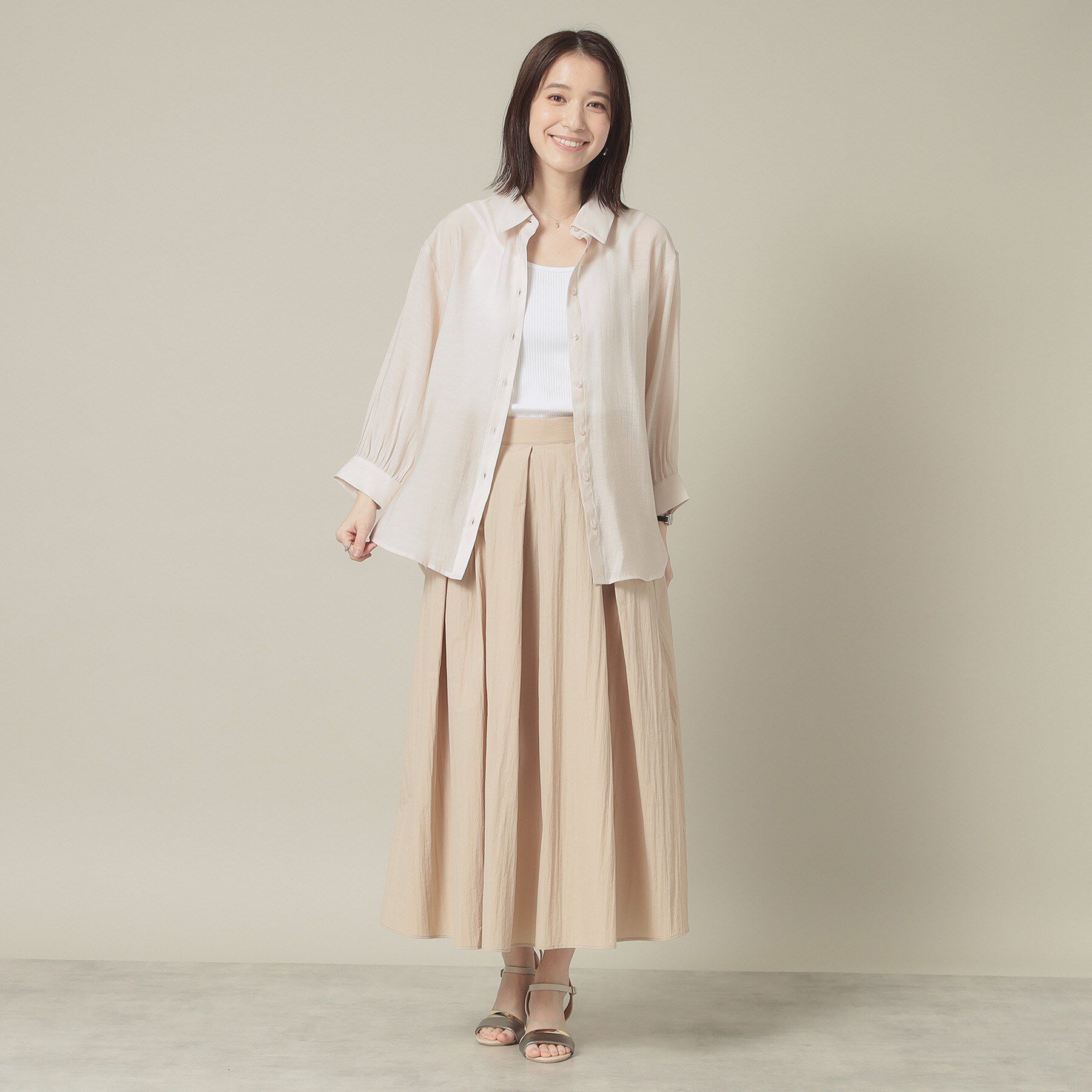 ITS&rsquo;DEMO「【撥水／洗濯機OK／ウエスト後ろゴム】タックスカート＜旅服シリーズ＞」|スカート|