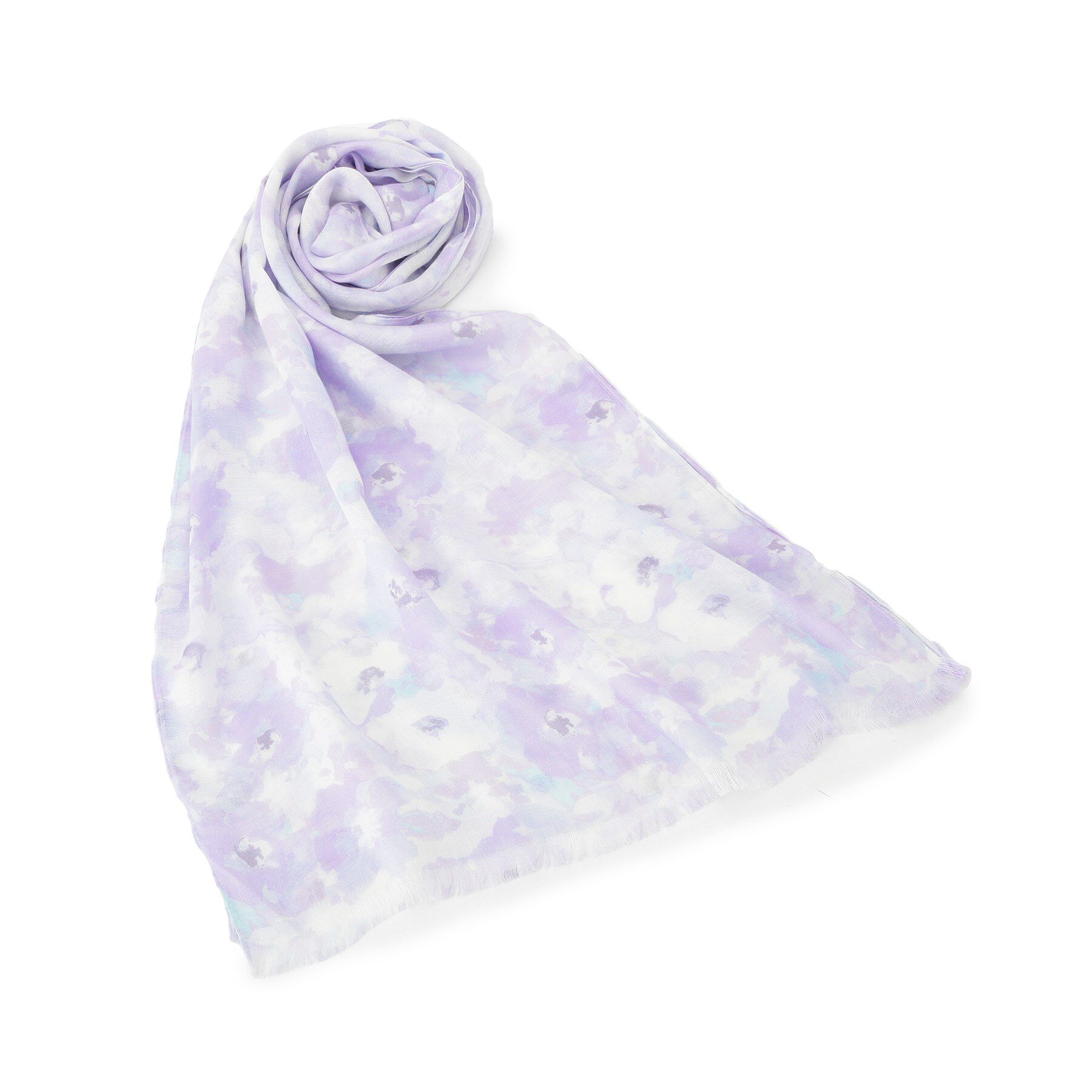 ITS&rsquo;DEMO「【UV／接触冷感／手洗い可】水彩花柄レーヨンストール」|ストール|ラベンダー(180)