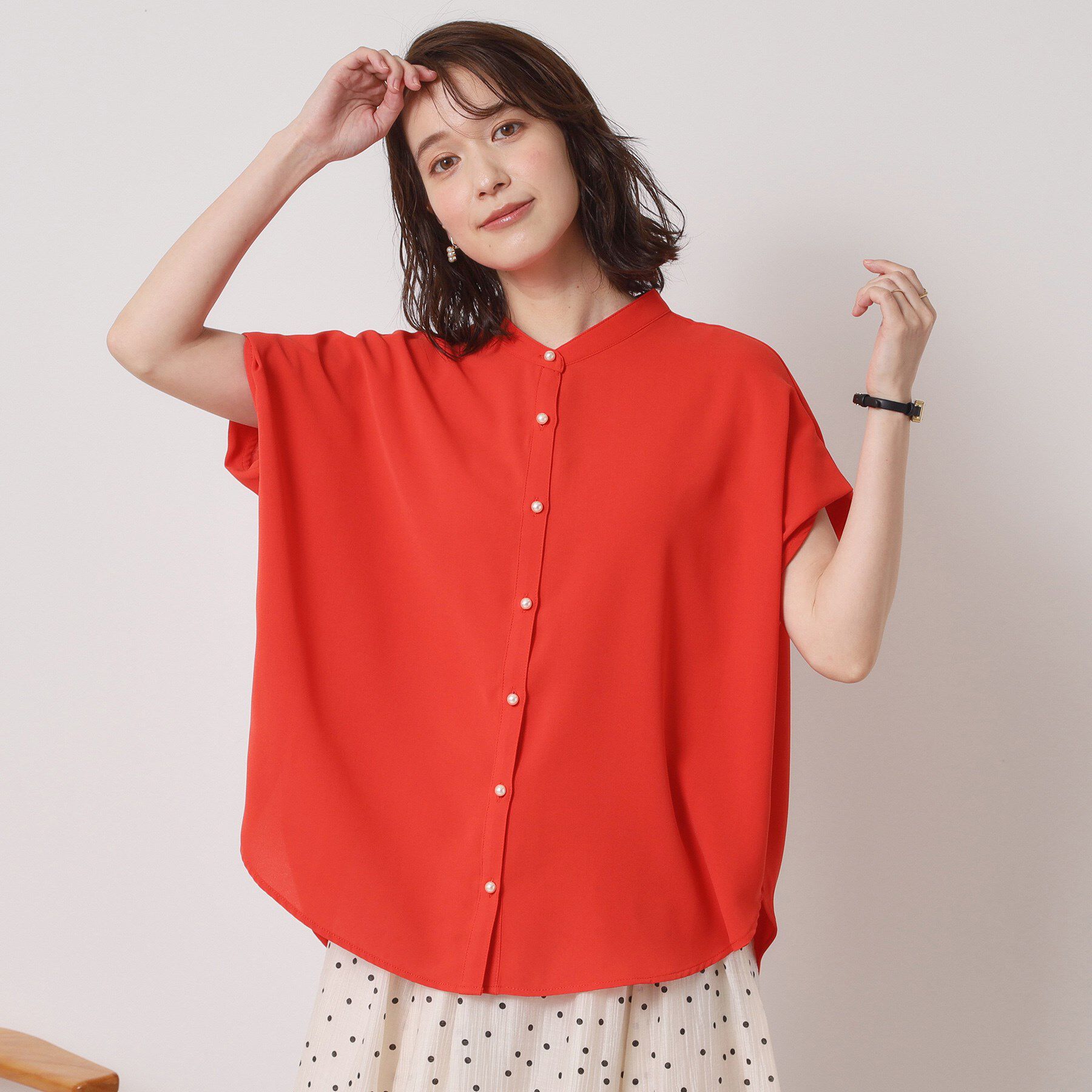 ITS&rsquo;DEMO「【接触冷感／手洗い可】ショルダータックブラウス」|シャツ・ブラウス|