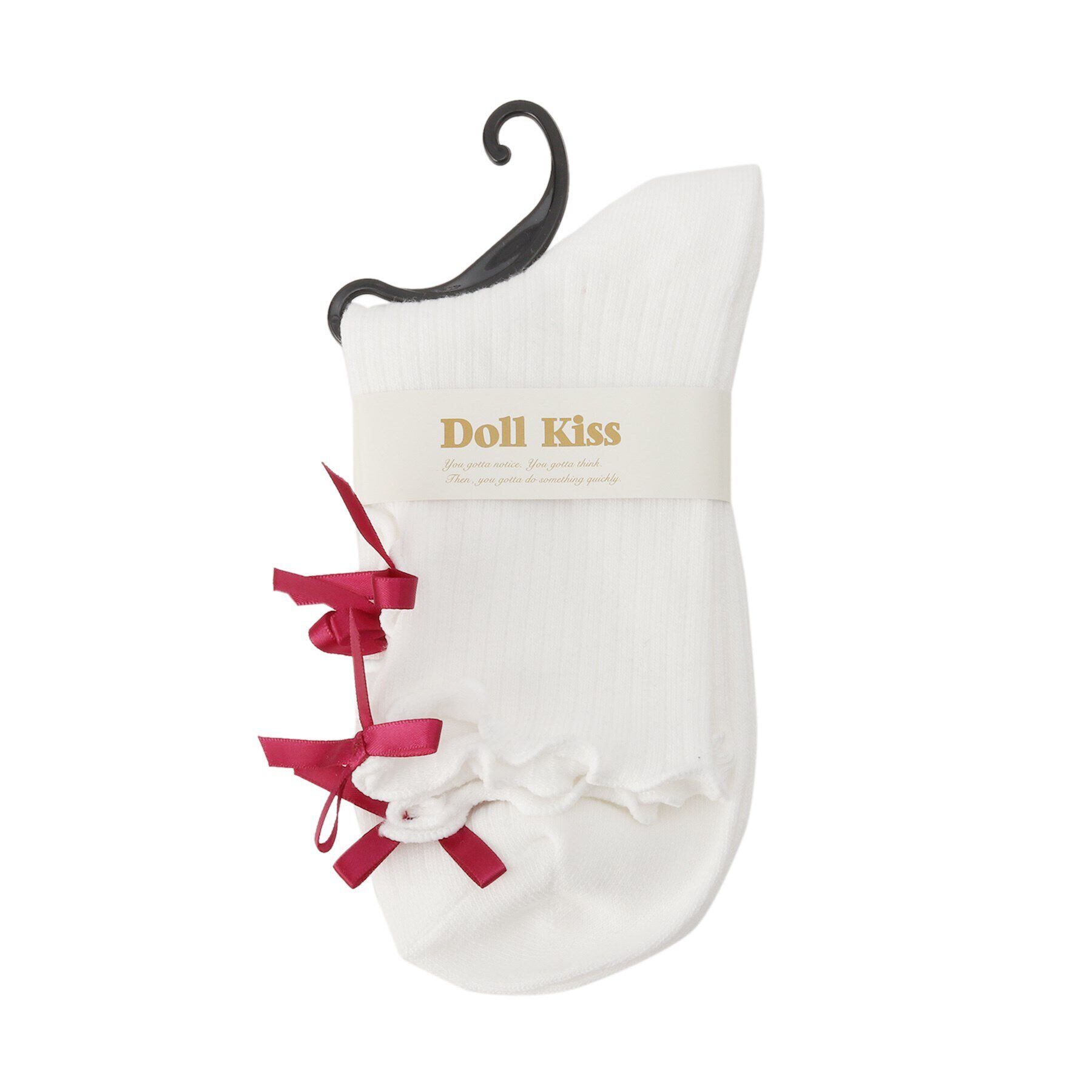 Doll Kiss「くり抜きリボン付きソックス　靴下」|ソックス|ワインレッド(063