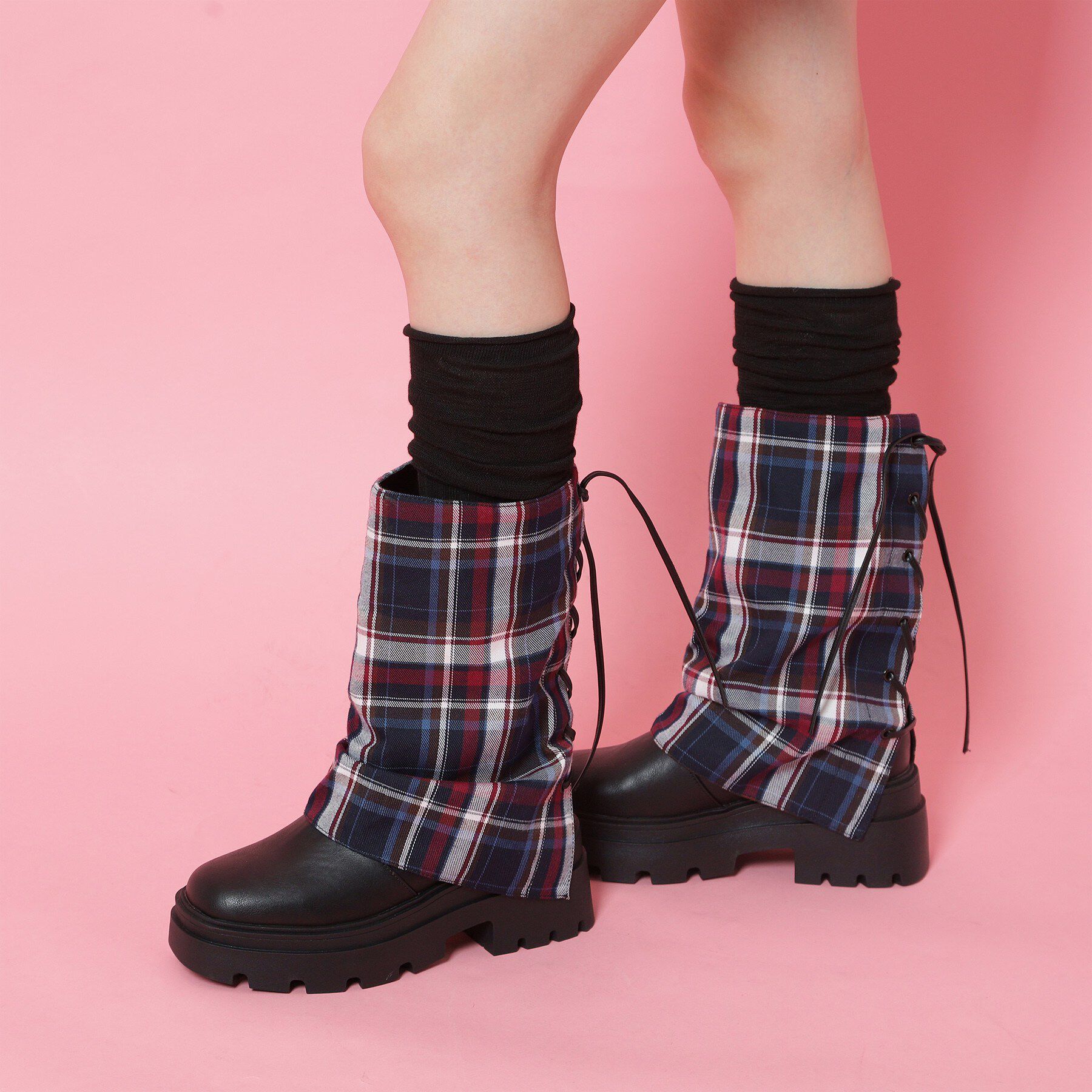 csT&P「バックレースアップ&times;カバーブーツ」|ショートブーツ|ブルー(992)