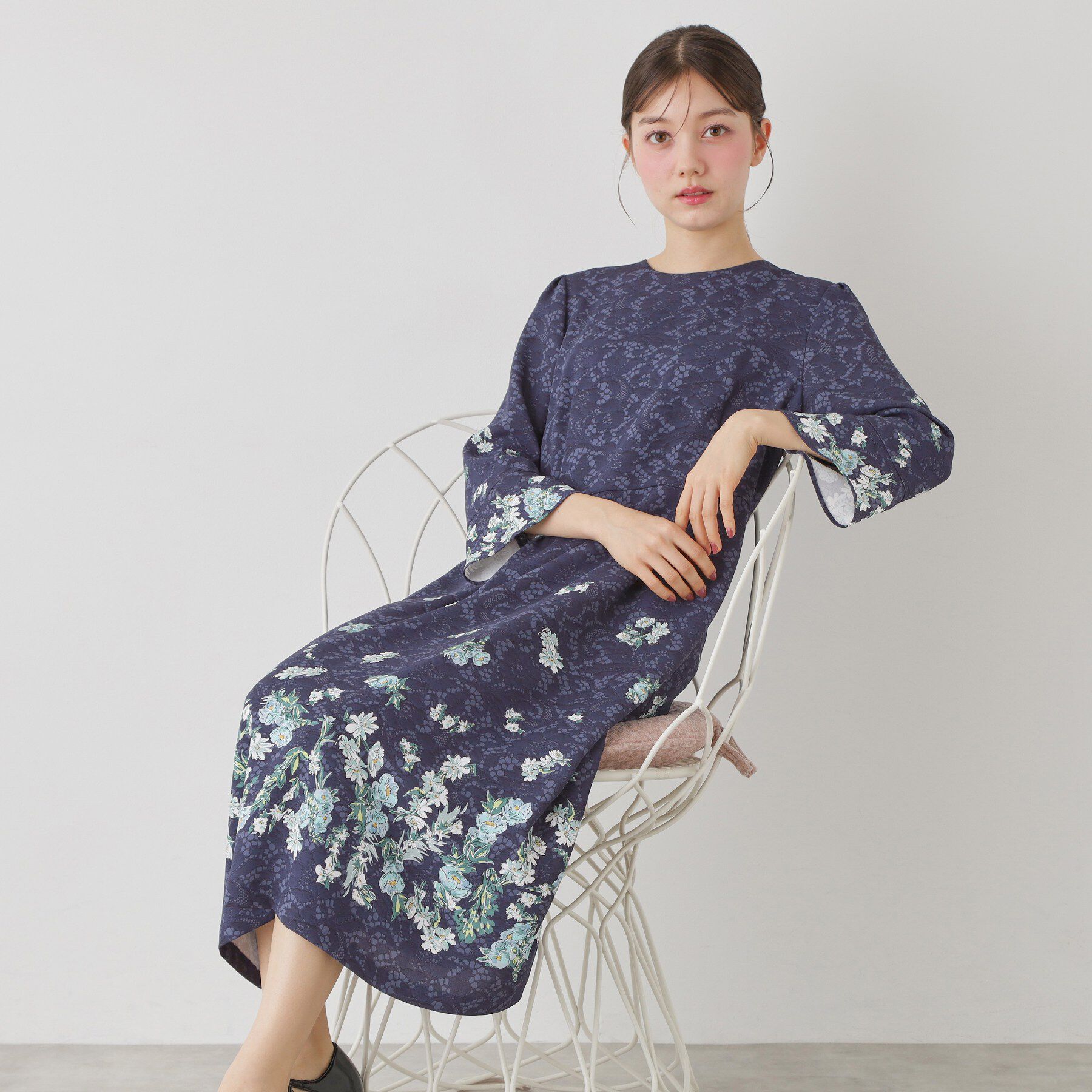 SunaUna「【co creation and yours／SS～L】レースプリントワンピース」|ワンピース|