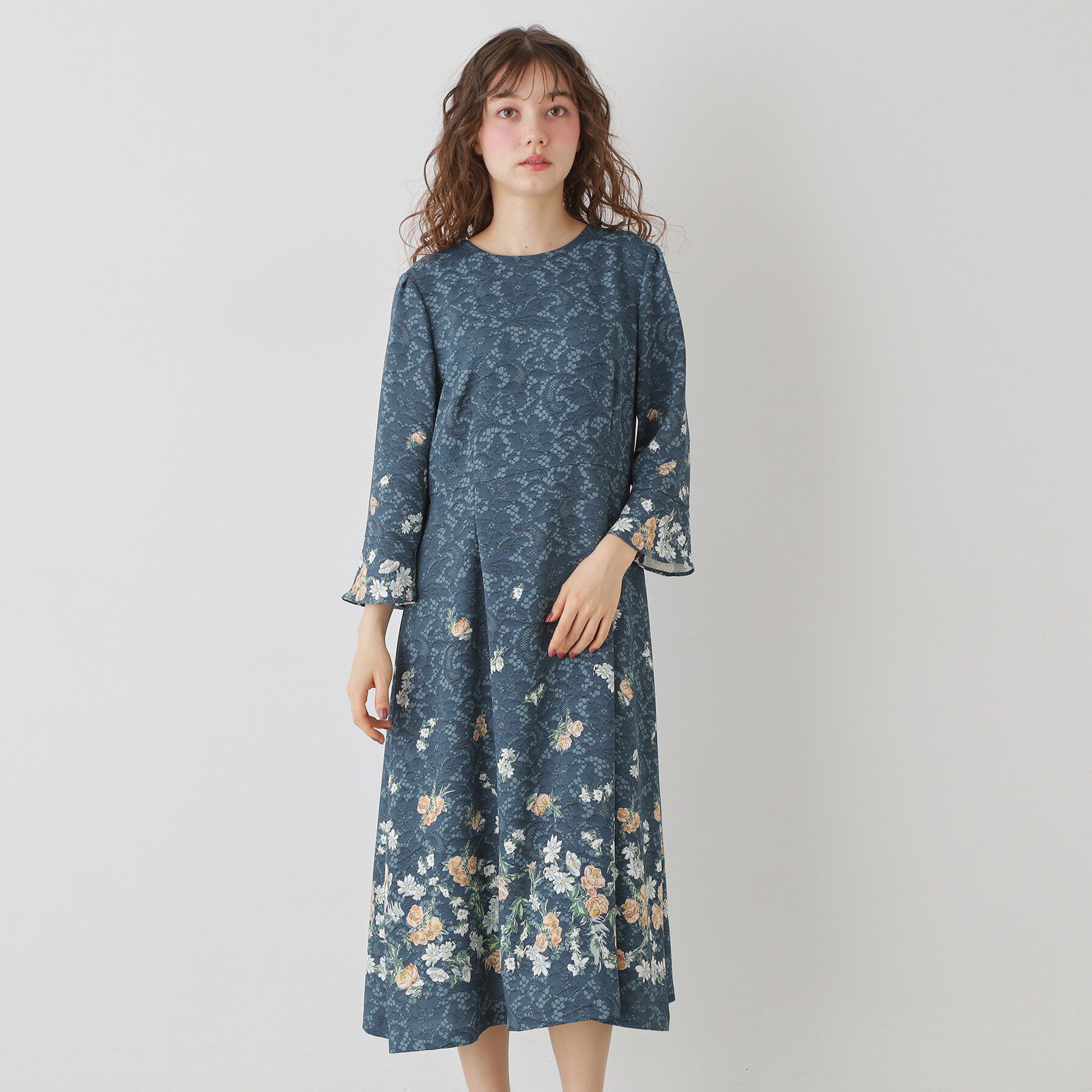 SunaUna「【co creation and yours／SS～L】レースプリントワンピース」|ワンピース|