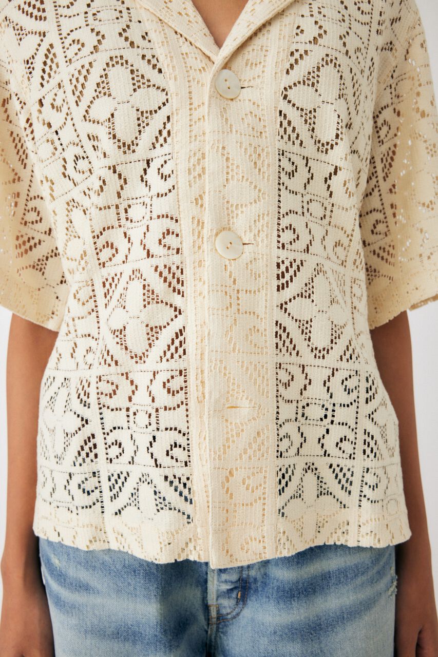 MOUSSY「PANEL LACE HALF SLEEVE シャツ」|シャツ・ブラウス|
