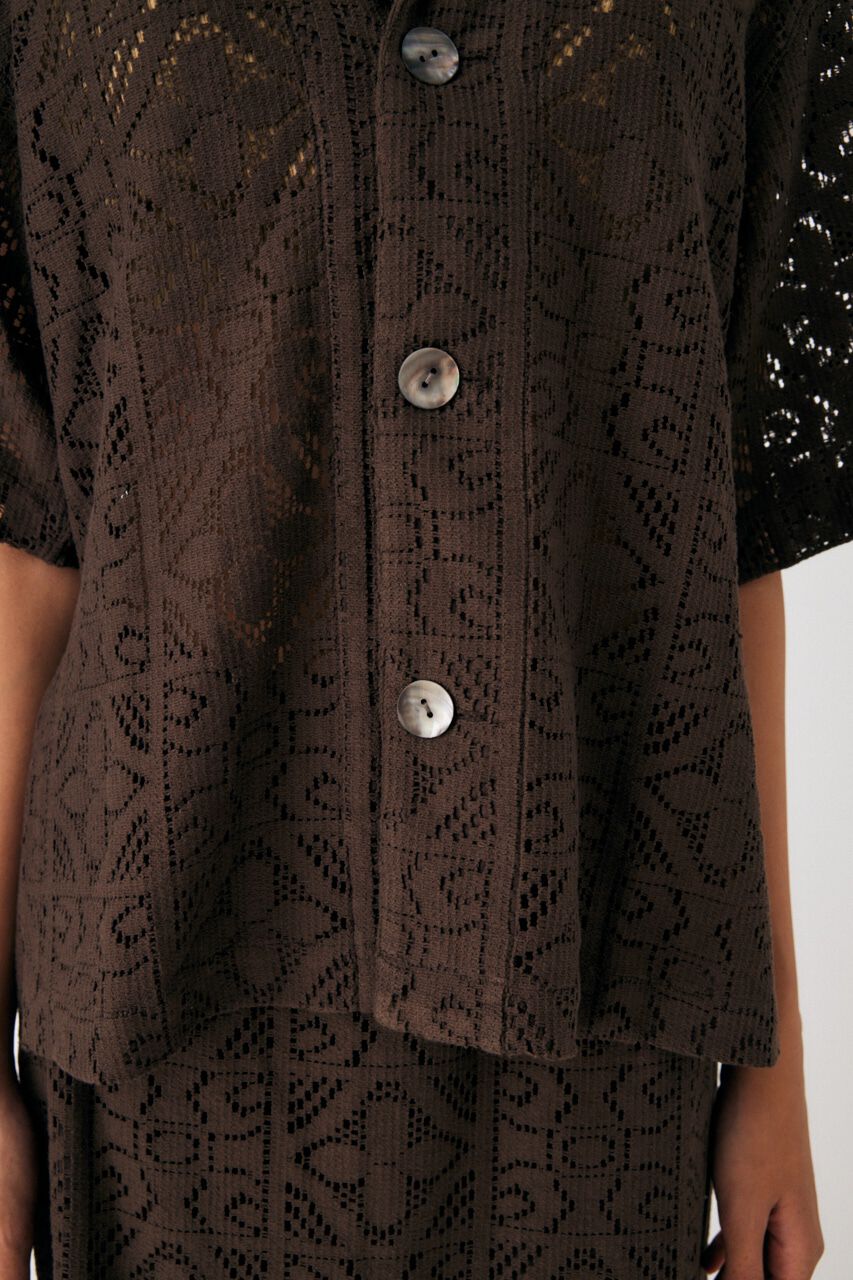 MOUSSY「PANEL LACE HALF SLEEVE シャツ」|シャツ・ブラウス|